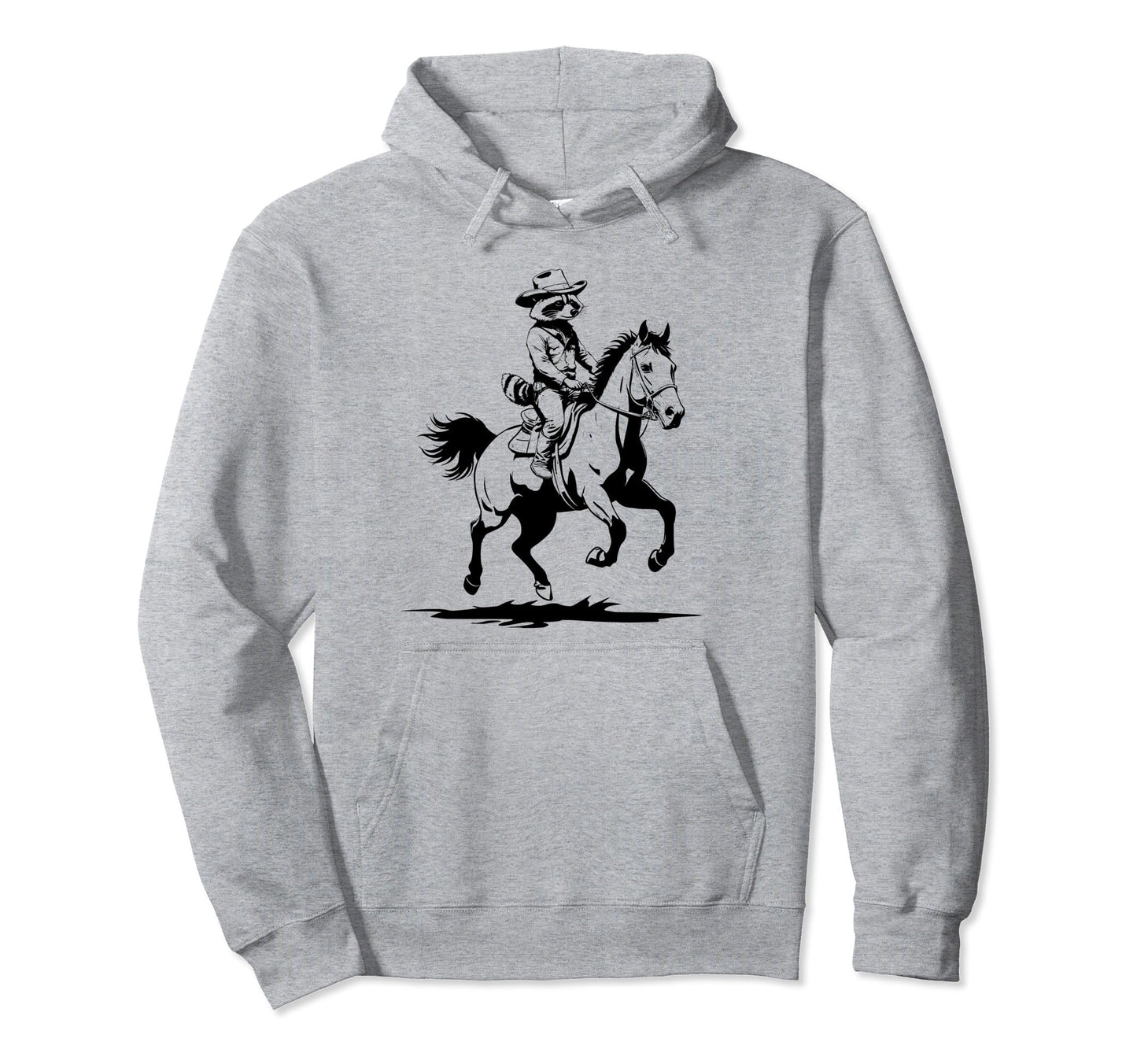Cowboy Raccoon Riding Horse Hoodie - Casual Everyday Wear for Adults - T-Shirt, Sweatshirt, Hoodie