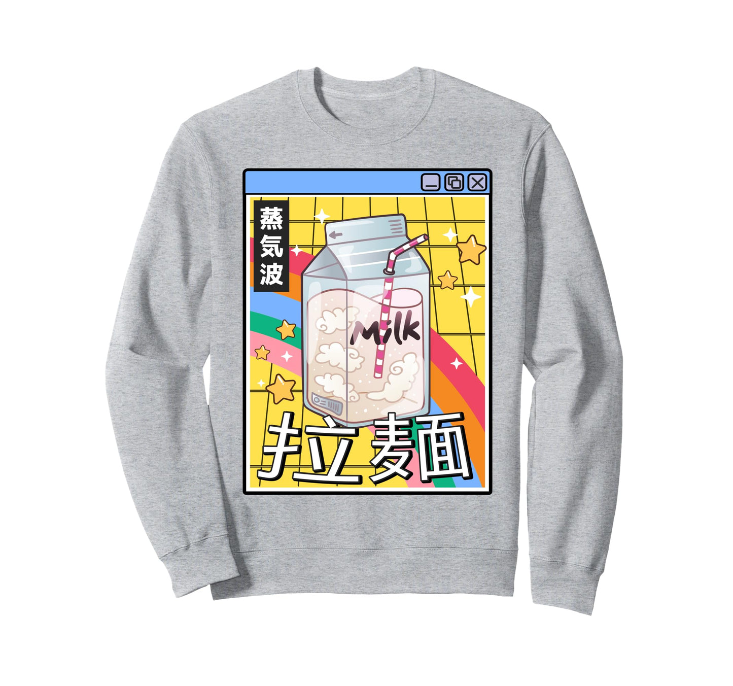 Milk Carton Rainbow 80S Japan Sweatshirt - Novelty Apparel for Adults - T-Shirt, Sweatshirt, Hoodie