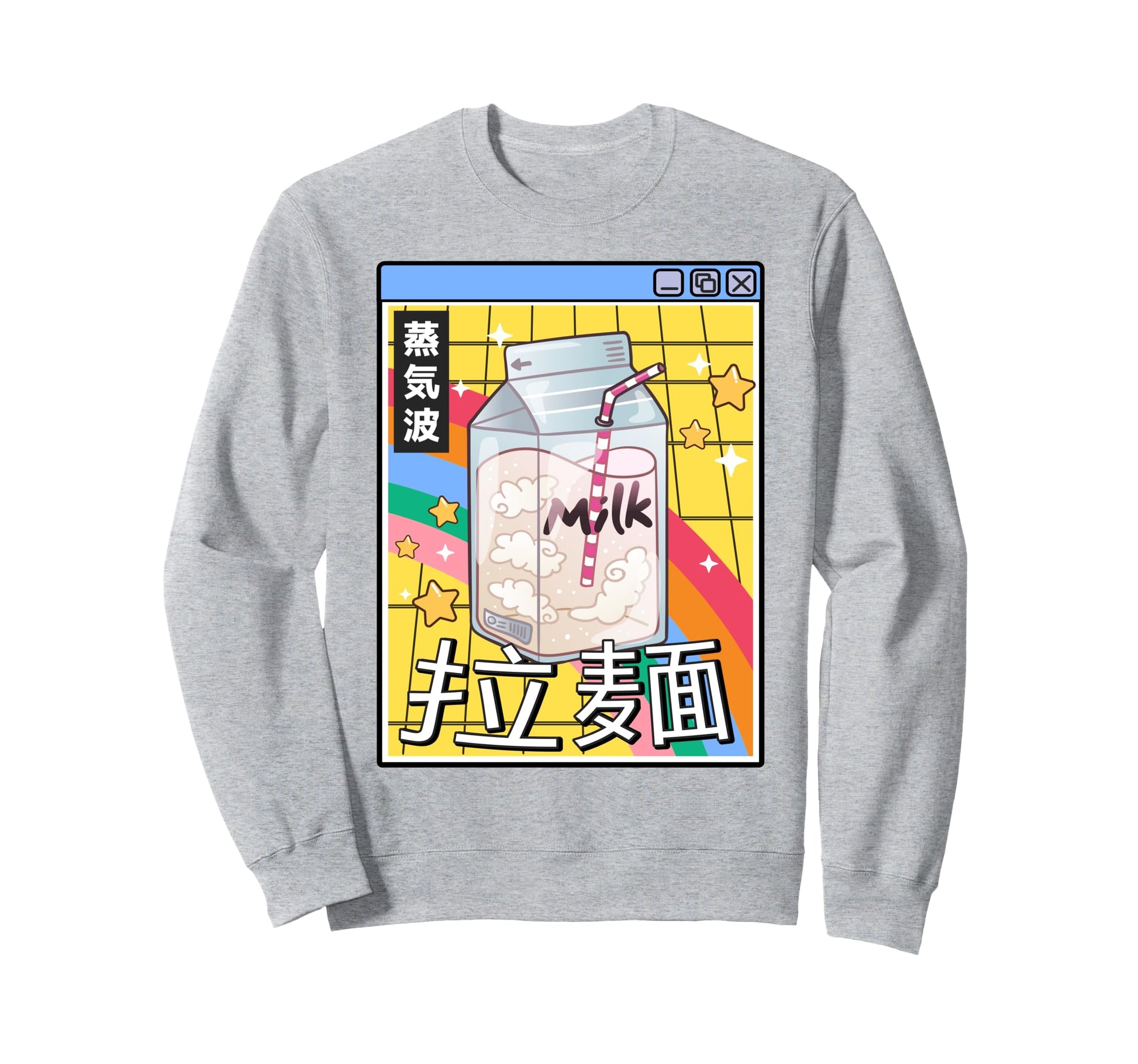 Milk Carton Rainbow 80S Japan Sweatshirt - Novelty Apparel for Adults - T-Shirt, Sweatshirt, Hoodie