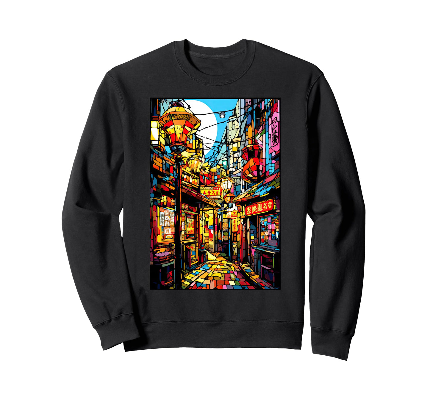 Osaka City Pop Stained Glass Japanese Sweatshirt - Streetwear Style Unisex - T-Shirt, Sweatshirt, Hoodie