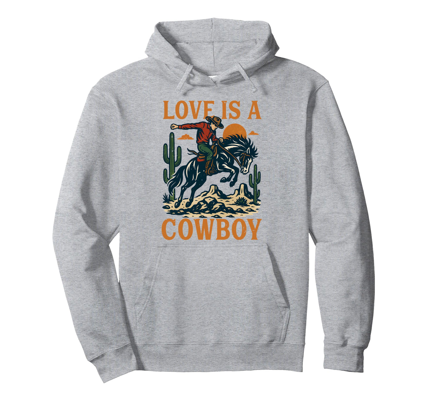 Love Is Cowboy Riding Horse Western Hoodie - Minimalist Print Men Women - T-Shirt, Sweatshirt, Hoodie