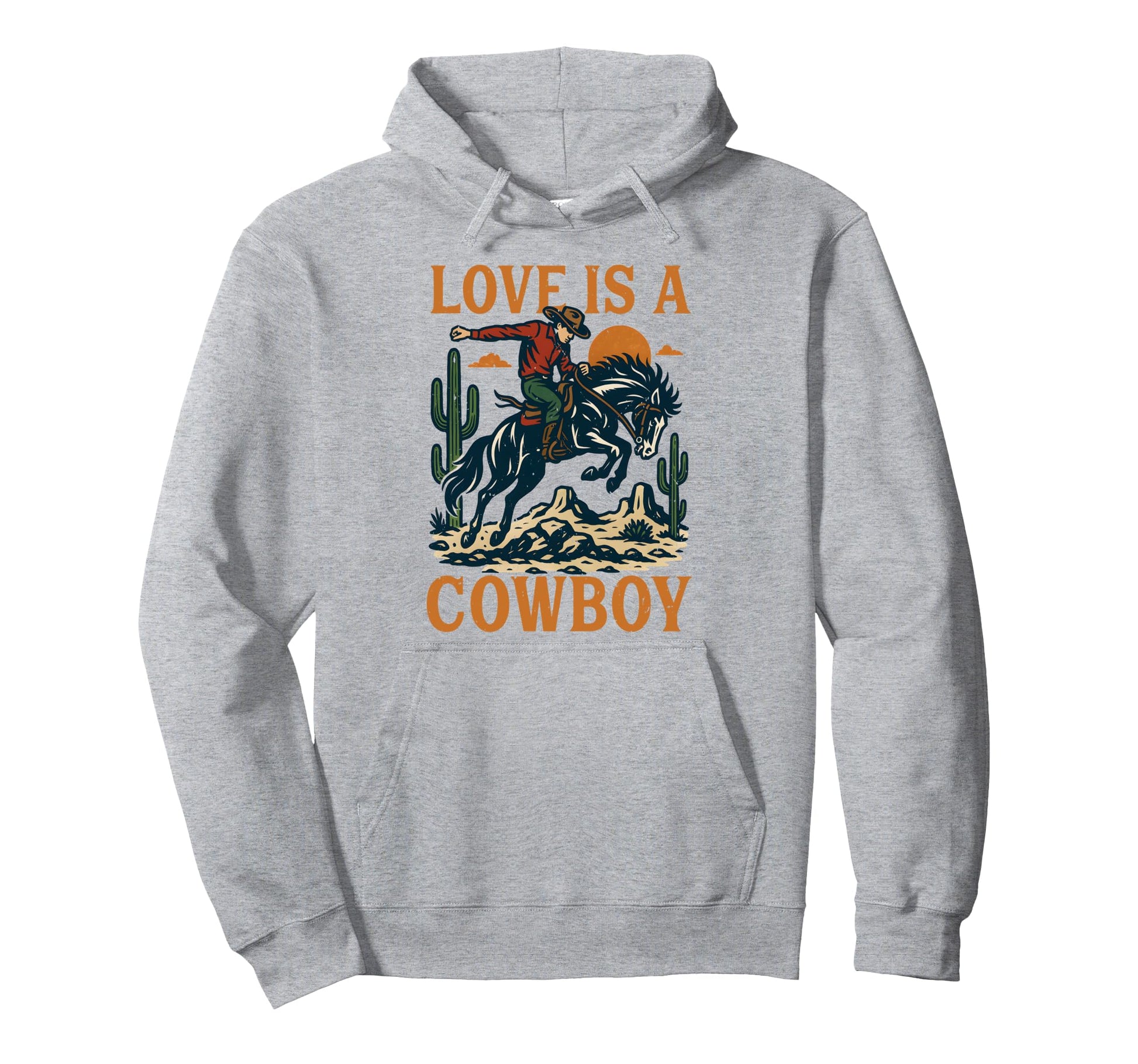 Love Is Cowboy Riding Horse Western Hoodie - Minimalist Print Men Women - T-Shirt, Sweatshirt, Hoodie