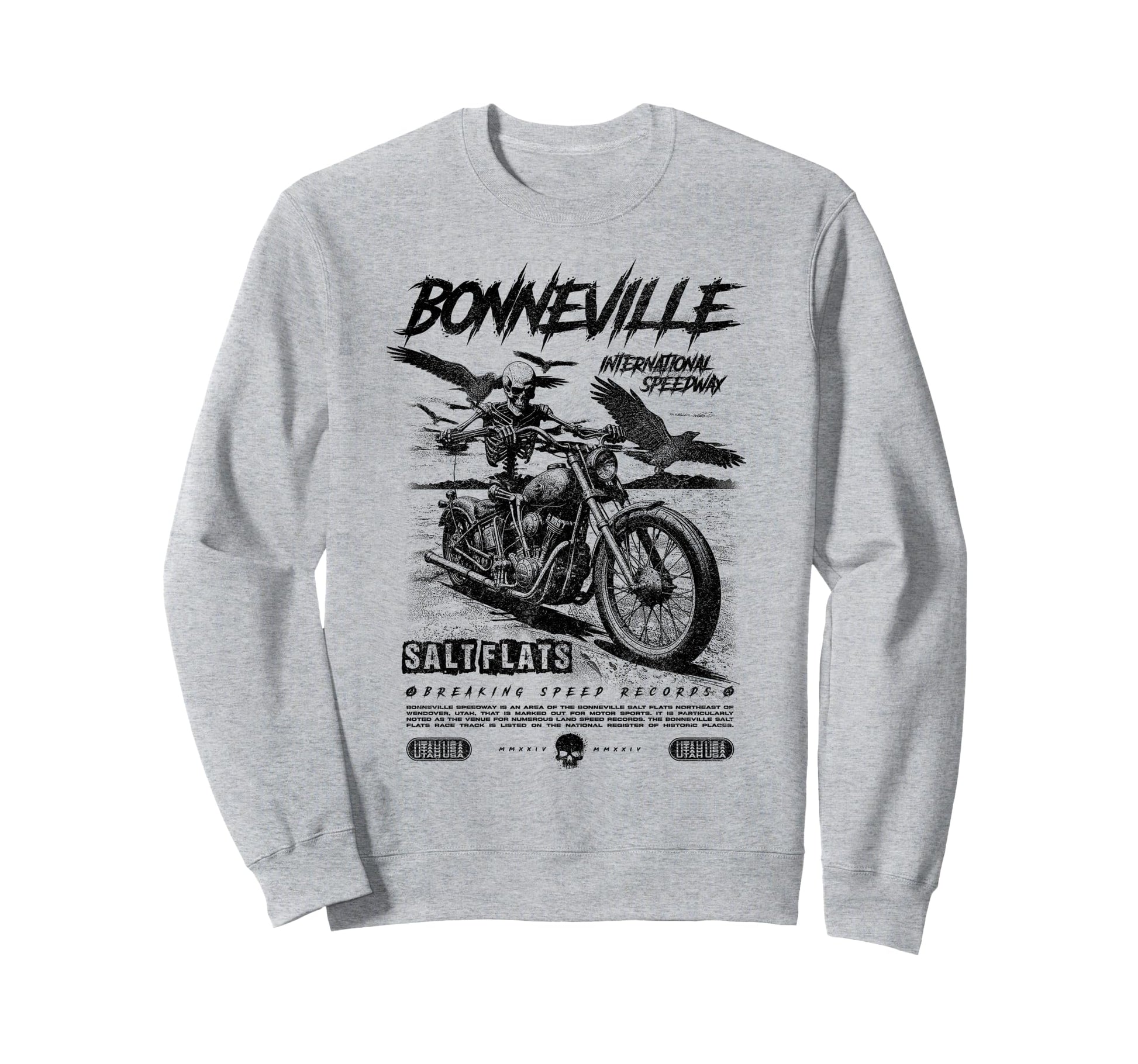 Bonneville Salt Flats Motorcycle Sweatshirt - Graphic Print Men Women - T-Shirt, Sweatshirt, Hoodie