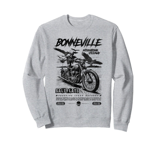 Bonneville Salt Flats Motorcycle Sweatshirt - Graphic Print Men Women - T-Shirt, Sweatshirt, Hoodie
