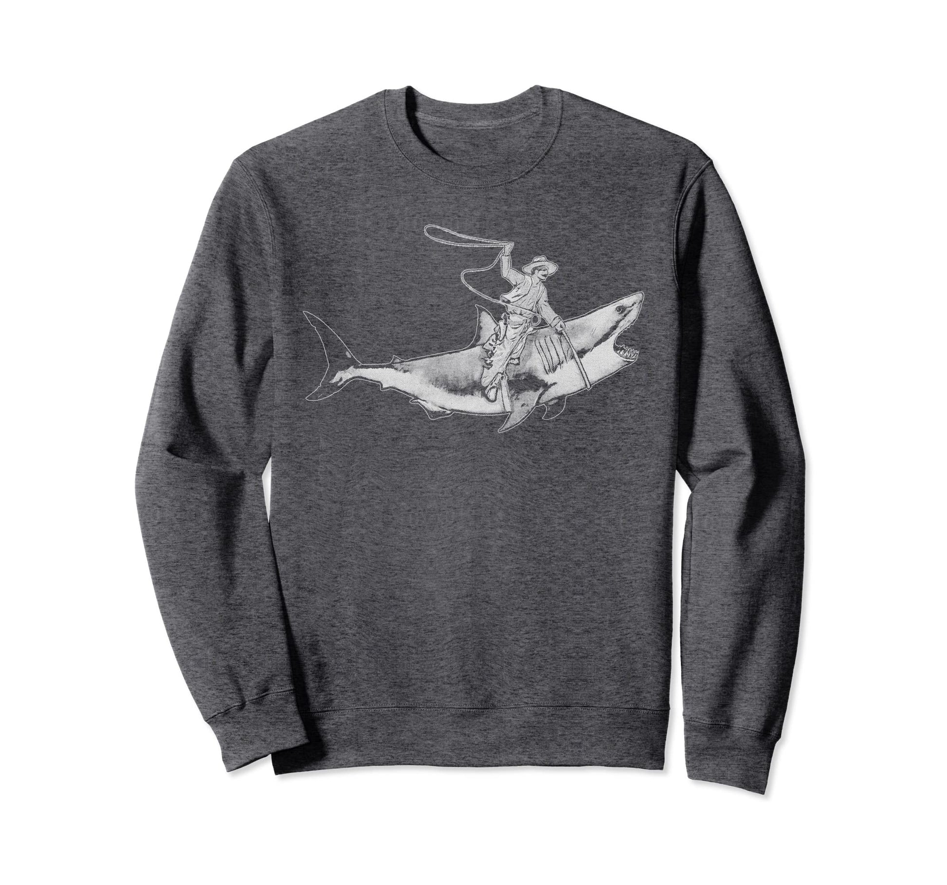 Shark Lover Rodeo Cowboy Riding Great Sweatshirt - Graphic Print Unisex - T-Shirt, Sweatshirt, Hoodie