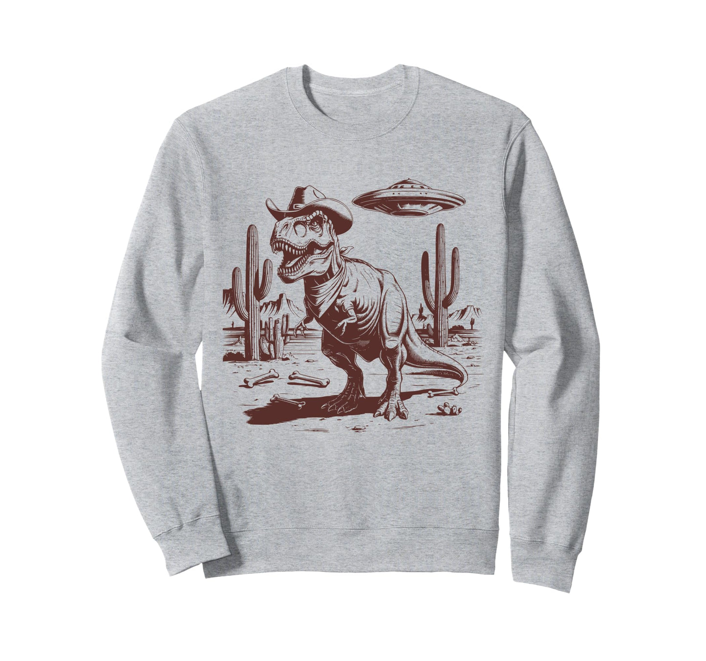 T Rex Ufo Western Alien 90S Cowboy Sweatshirt - Streetwear Style Men Women - T-Shirt, Sweatshirt, Hoodie