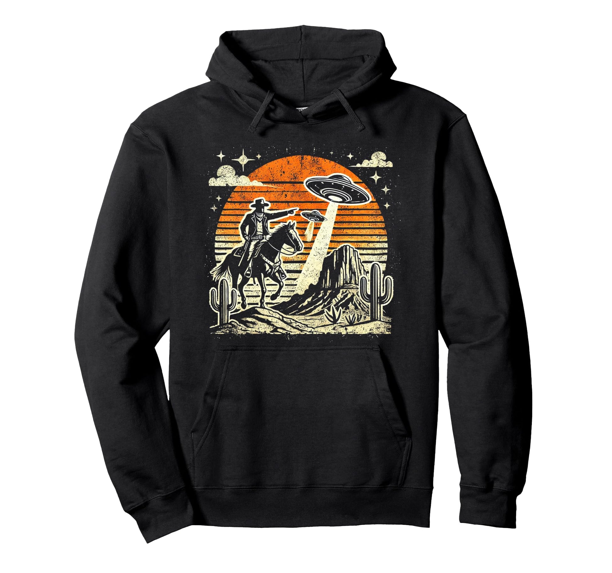 Funny 90S Western Cowboy Ufo Hoodie - Novelty Apparel Unisex - T-Shirt, Sweatshirt, Hoodie