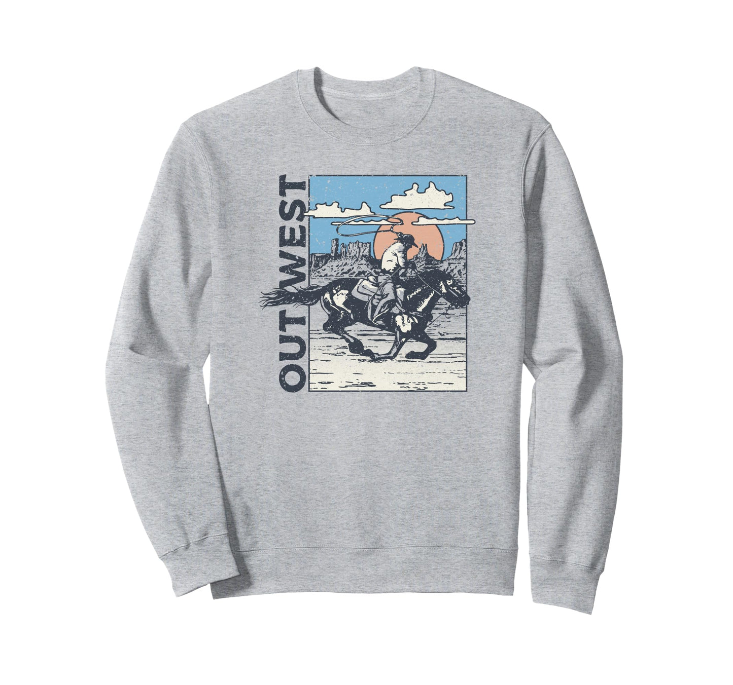 Out West Cowboy Horse Rider Portrait Sweatshirt - Fun Novelty Design Unisex - T-Shirt, Sweatshirt, Hoodie