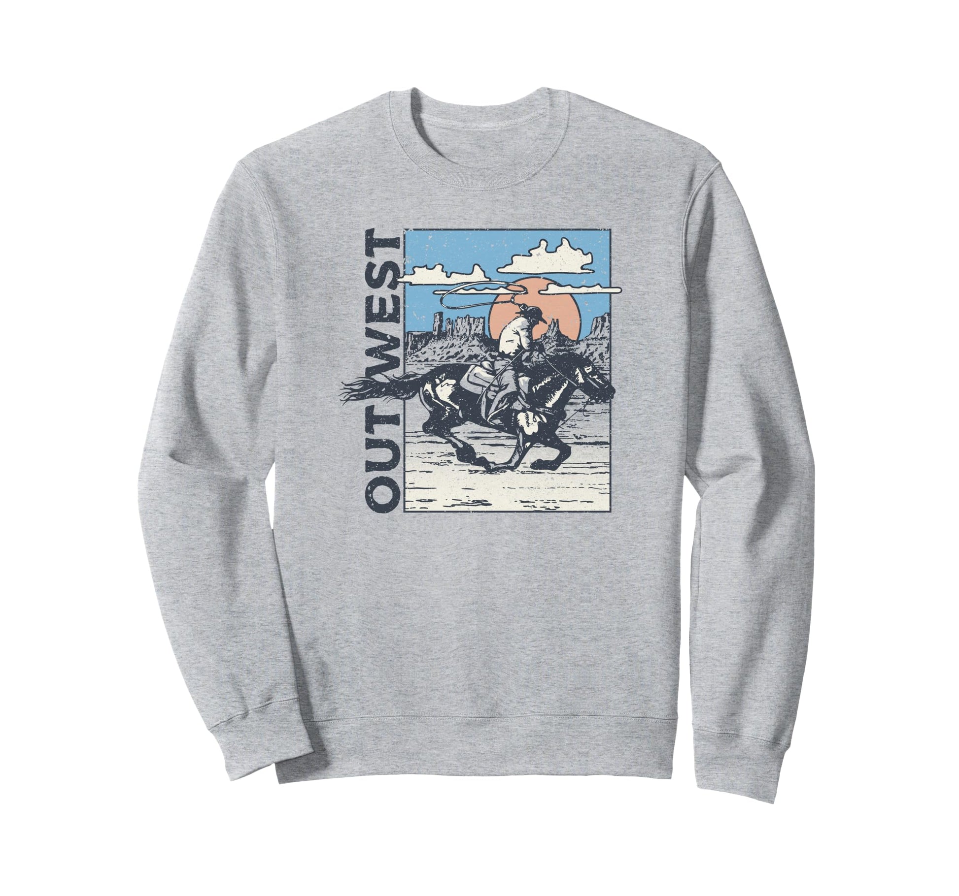 Out West Cowboy Horse Rider Portrait Sweatshirt - Fun Novelty Design Unisex - T-Shirt, Sweatshirt, Hoodie