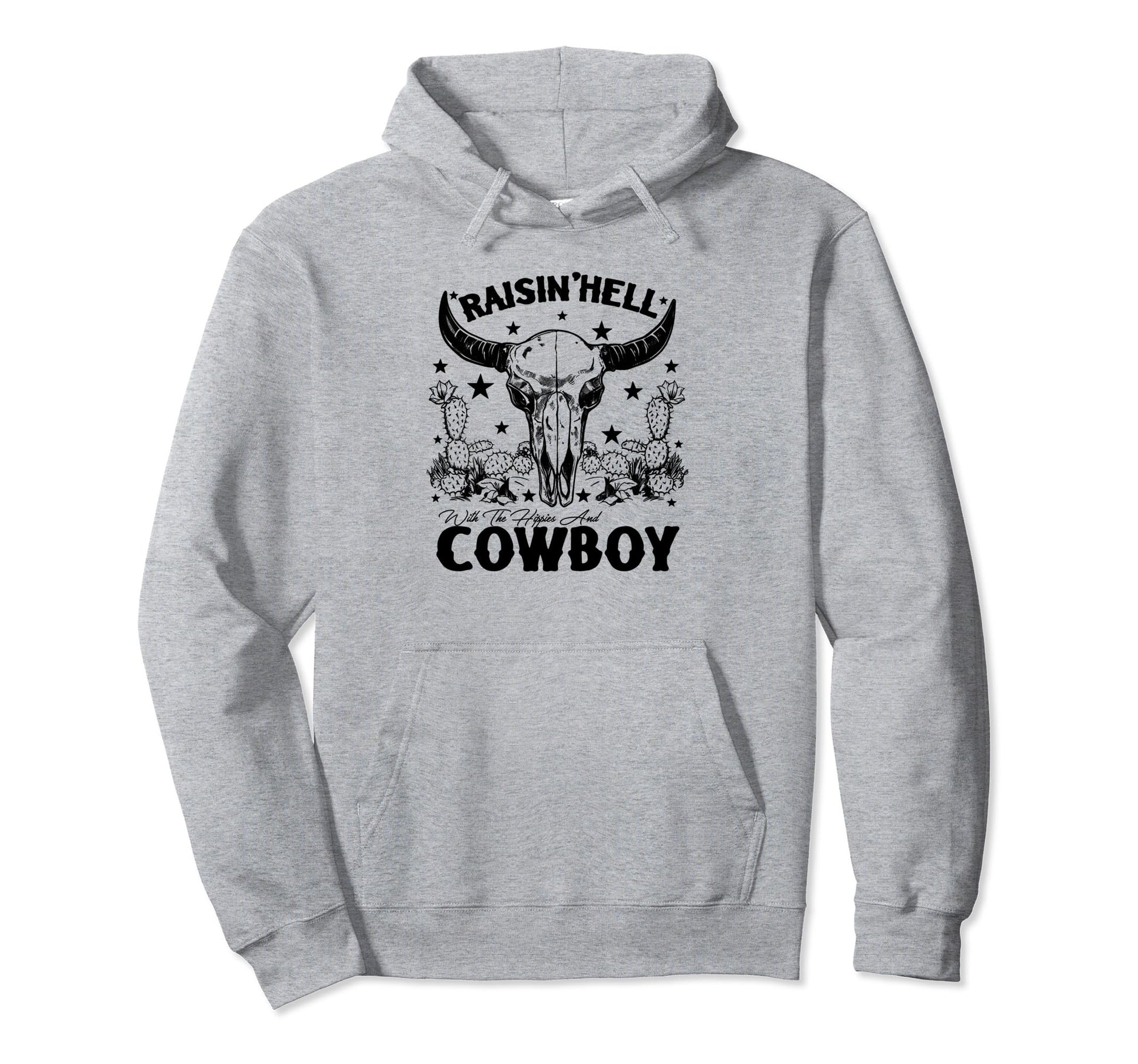 Raising Hell Hippies And Cowboys Western Hoodie - Aesthetic Graphic Unisex - T-Shirt, Sweatshirt, Hoodie