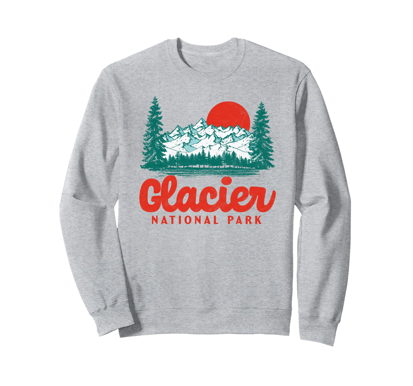 Glacier National Park 80S Mountain Sweatshirt - Custom Art Print Unisex - T-Shirt, Sweatshirt, Hoodie