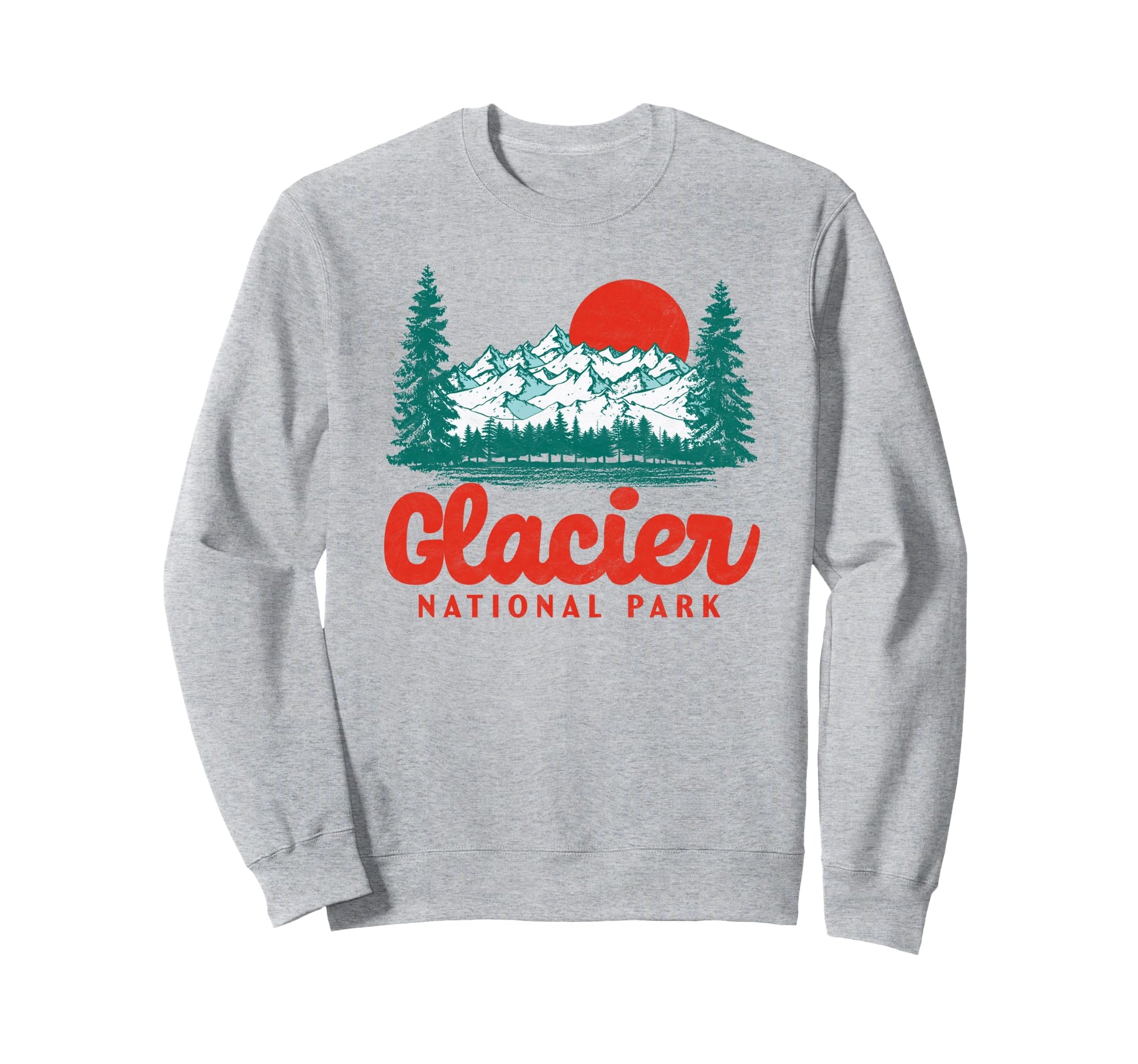 Glacier National Park 80S Mountain Sweatshirt - Custom Art Print Unisex - T-Shirt, Sweatshirt, Hoodie
