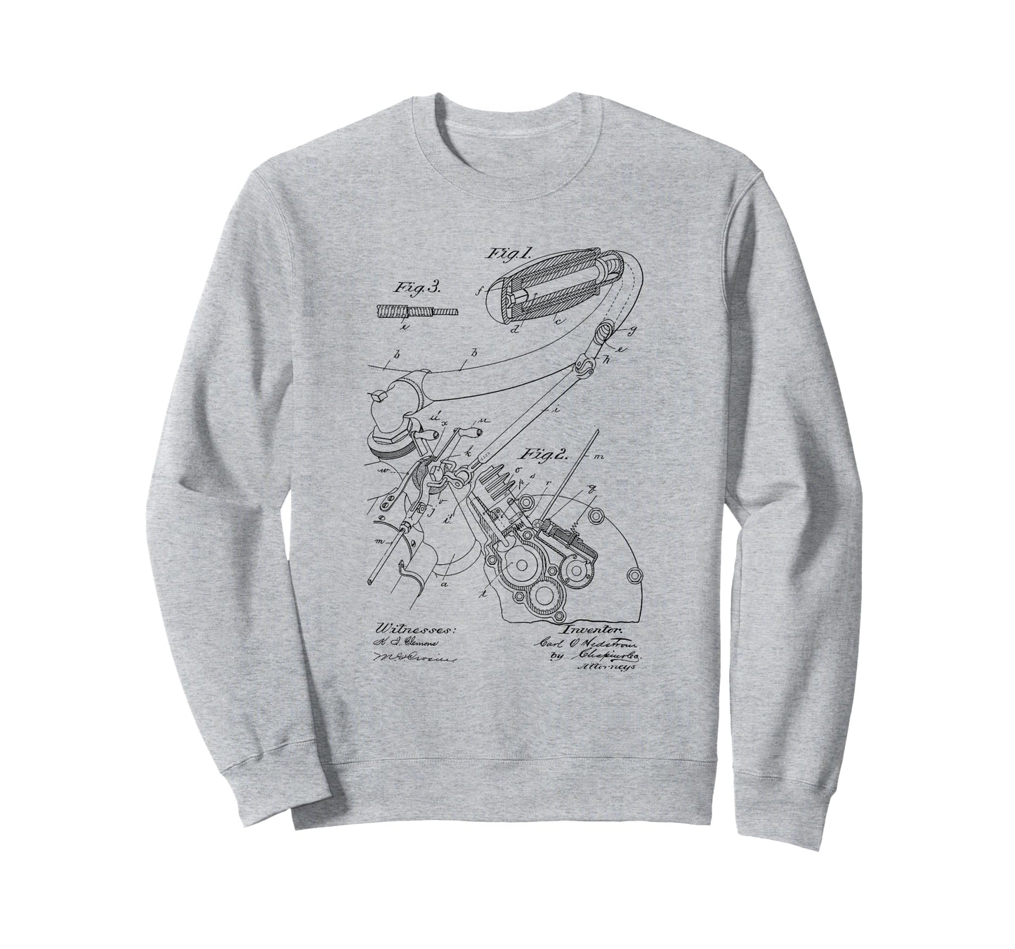 Motorcycle Diagram Twistgrip Patent Sweatshirt - Trendy Graphic Men Women - T-Shirt, Sweatshirt, Hoodie