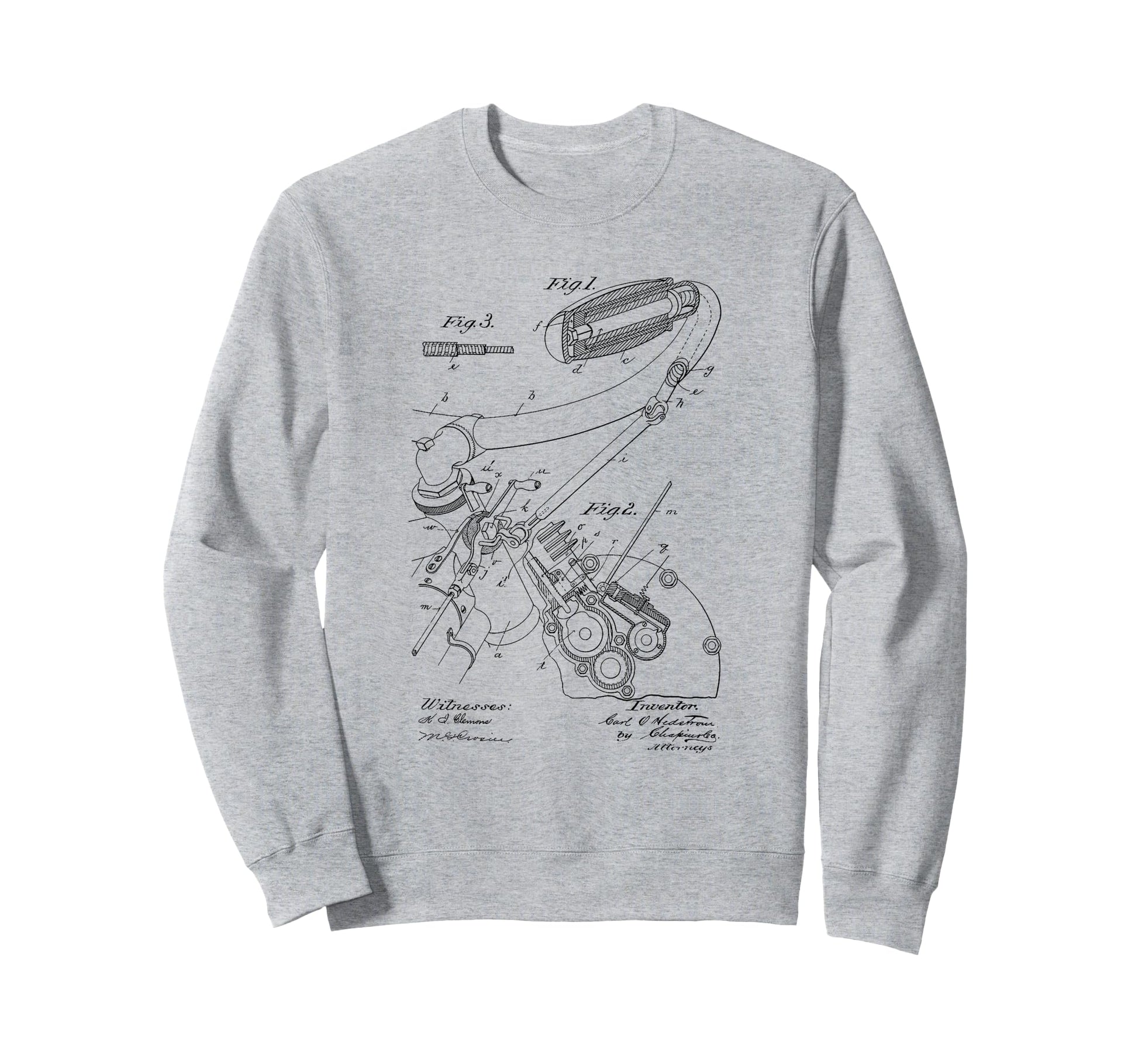 Motorcycle Diagram Twistgrip Patent Sweatshirt - Trendy Graphic Men Women - T-Shirt, Sweatshirt, Hoodie