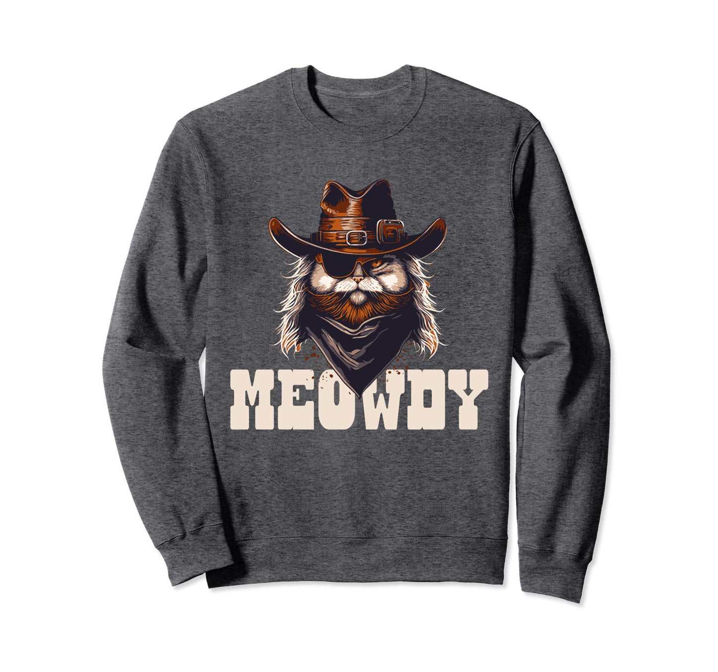 Meowdy Outlaw Funny Gunslinger Cat Sweatshirt - Unique Graphic for Adults - T-Shirt, Sweatshirt, Hoodie
