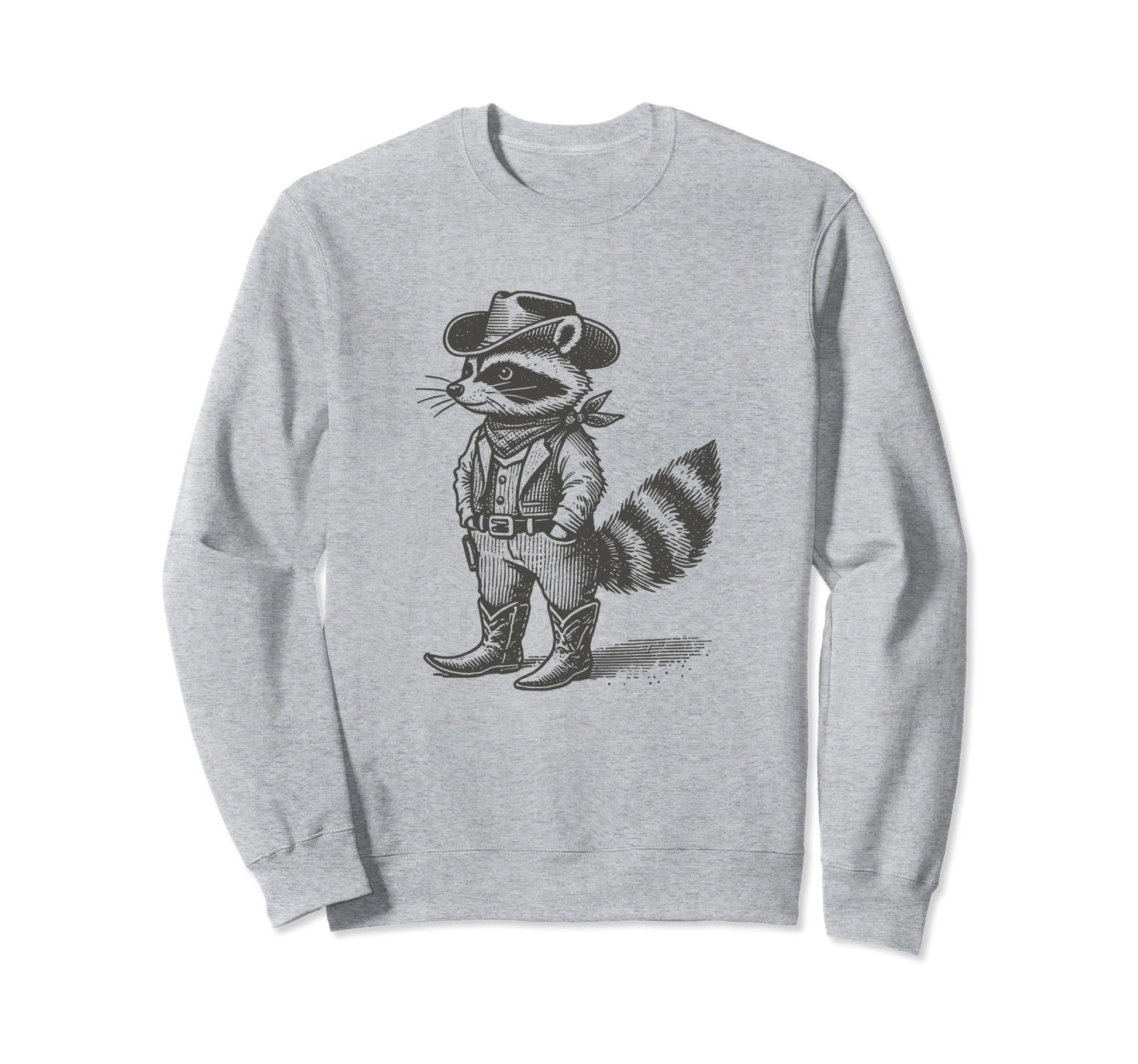 Cowboy Racoon Funny Western Sweatshirt - Casual Everyday Wear for Adults - T-Shirt, Sweatshirt, Hoodie