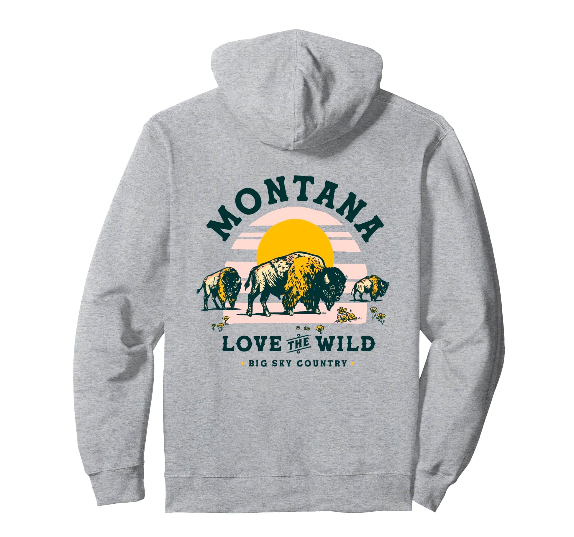 Big Sky Country Montana Buffalo Hoodie - Casual Everyday Wear Unisex - T-Shirt, Sweatshirt, Hoodie