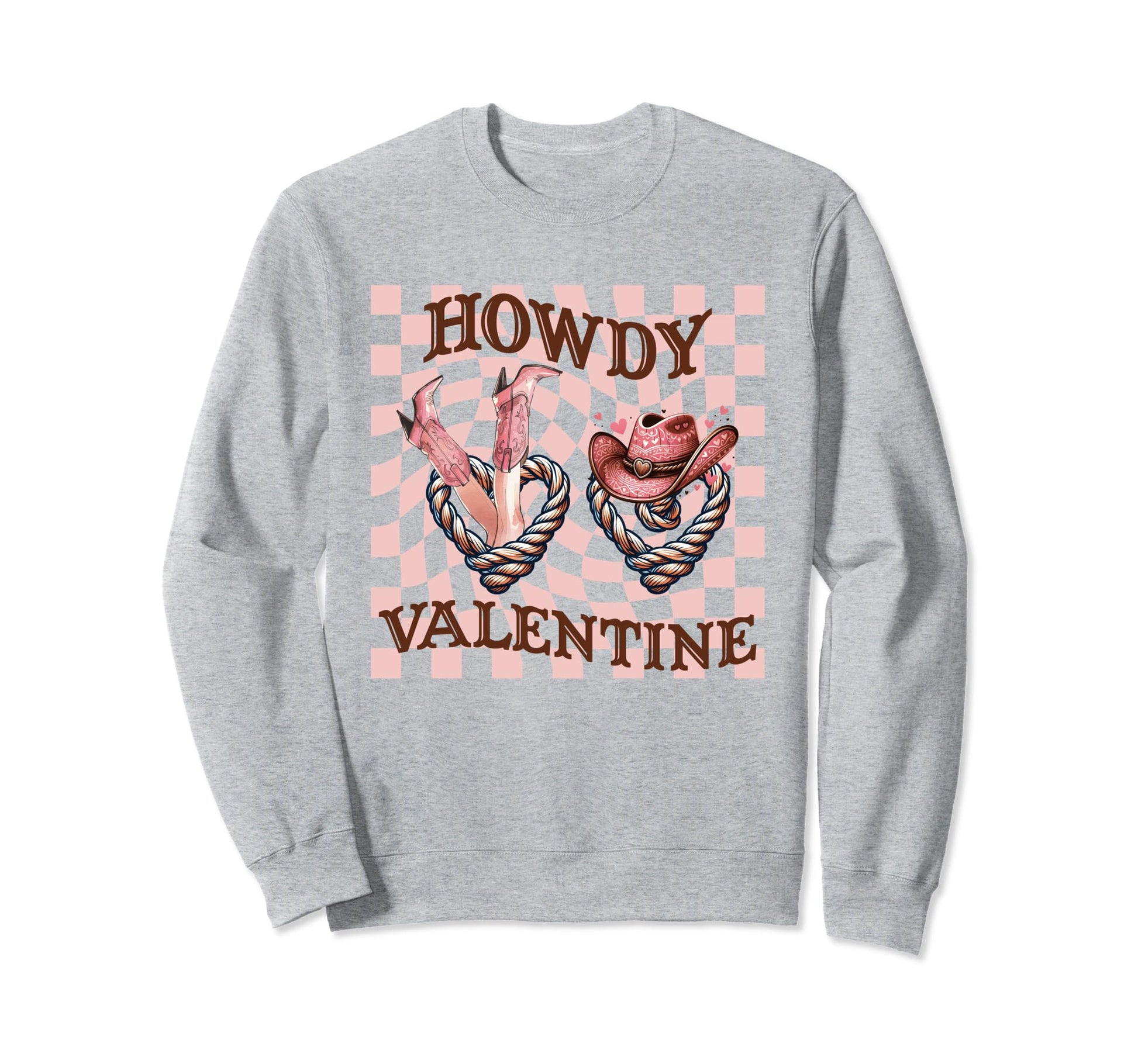 Howdy Valentine Cowboy Hat Boots Sweatshirt - Streetwear Style for Adults - T-Shirt, Sweatshirt, Hoodie