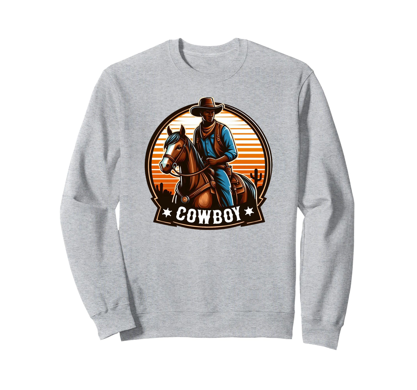 Black Cowboy Sunset Sweatshirt - Novelty Apparel for Adults - T-Shirt, Sweatshirt, Hoodie