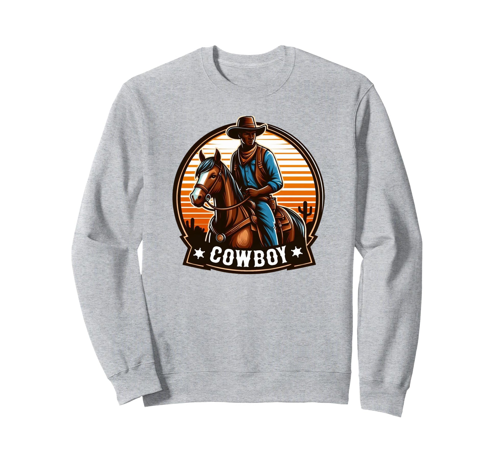 Black Cowboy Sunset Sweatshirt - Novelty Apparel for Adults - T-Shirt, Sweatshirt, Hoodie