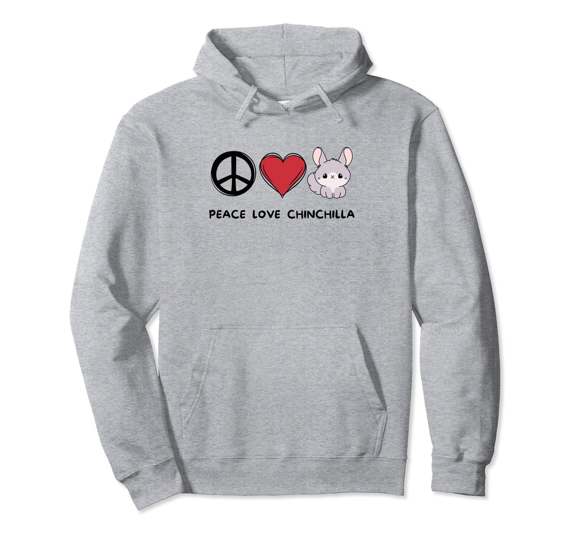 Kawaii Chinchilla Lover Peace Love Hoodie - Fun Novelty Design Men Women - T-Shirt, Sweatshirt, Hoodie