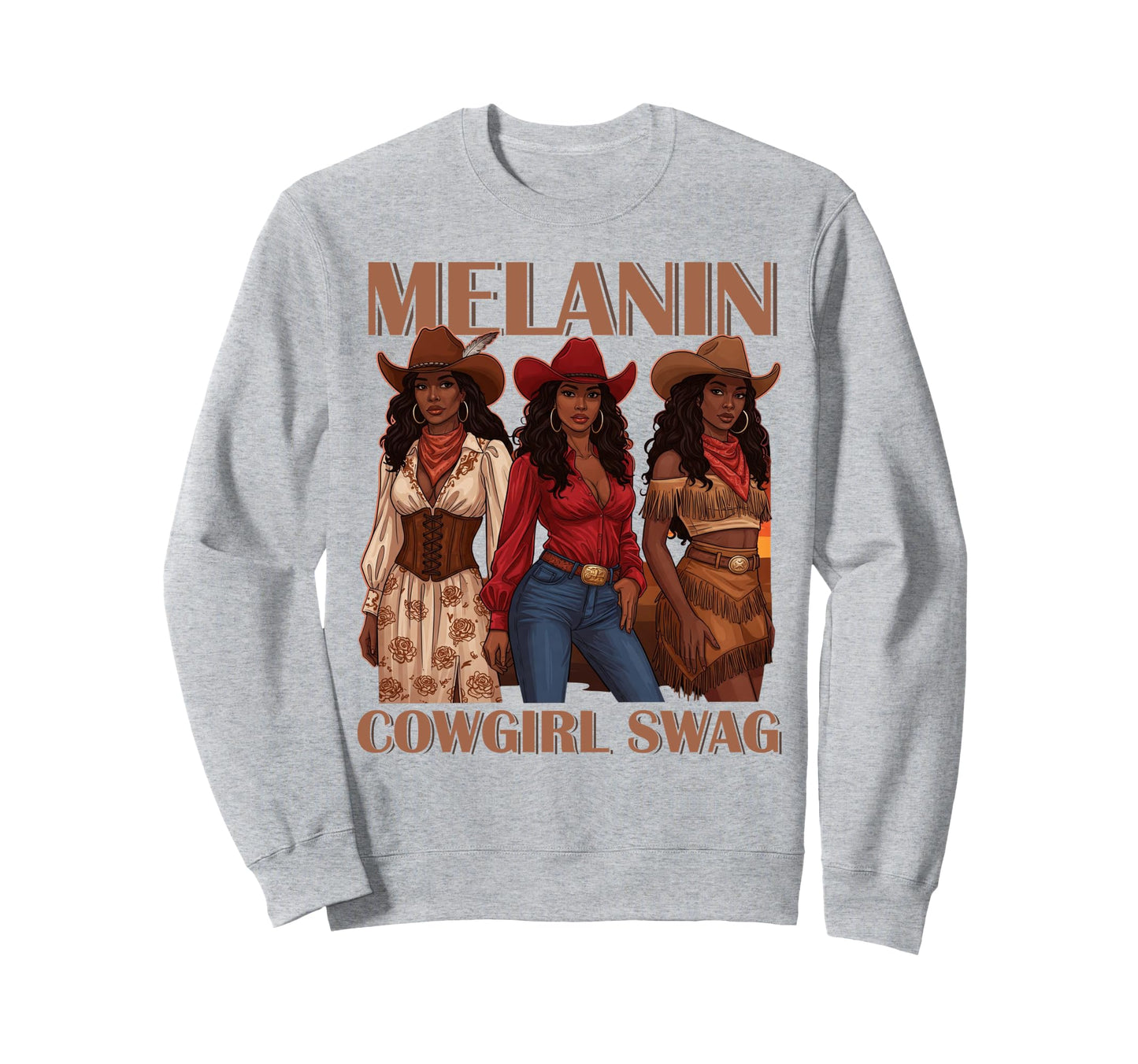 Lets Go Western Country Melanin Cowgirl Sweatshirt - Trendy Graphic Unisex - T-Shirt, Sweatshirt, Hoodie
