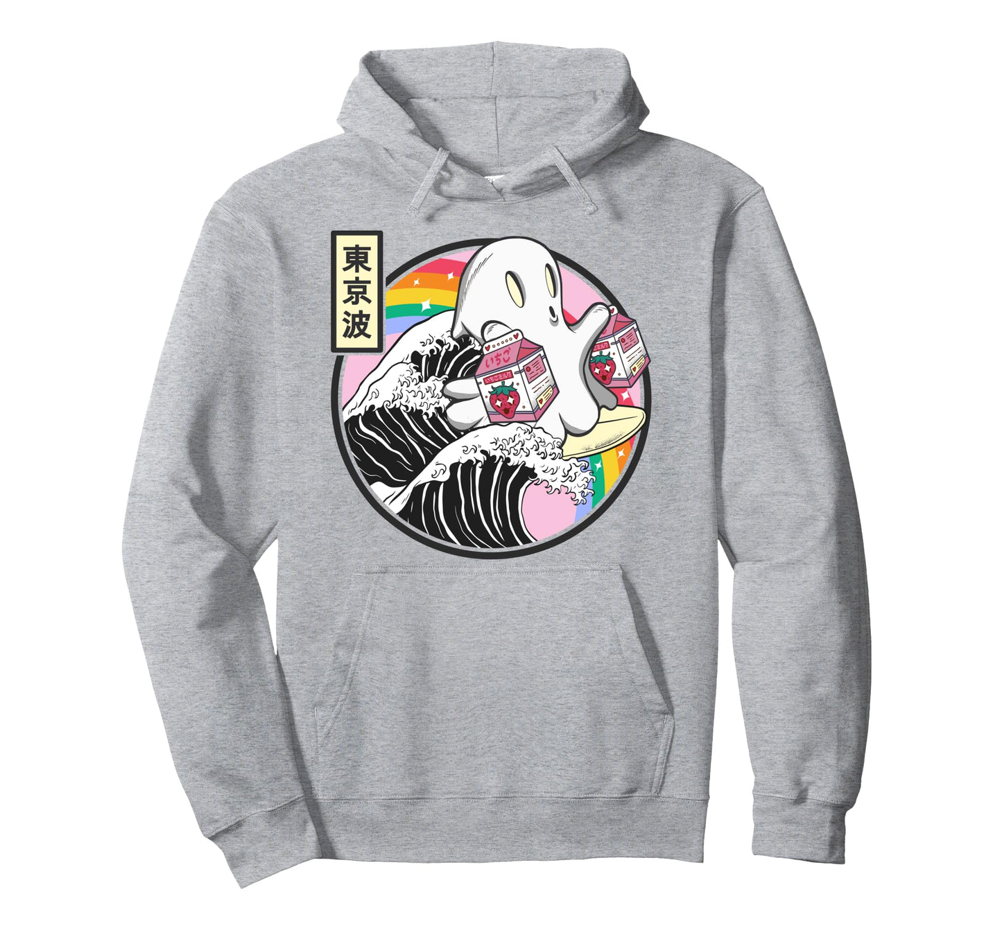 Surfing Ghost Strawberry Milk Cartons Hoodie - Trendy Graphic Unisex - T-Shirt, Sweatshirt, Hoodie
