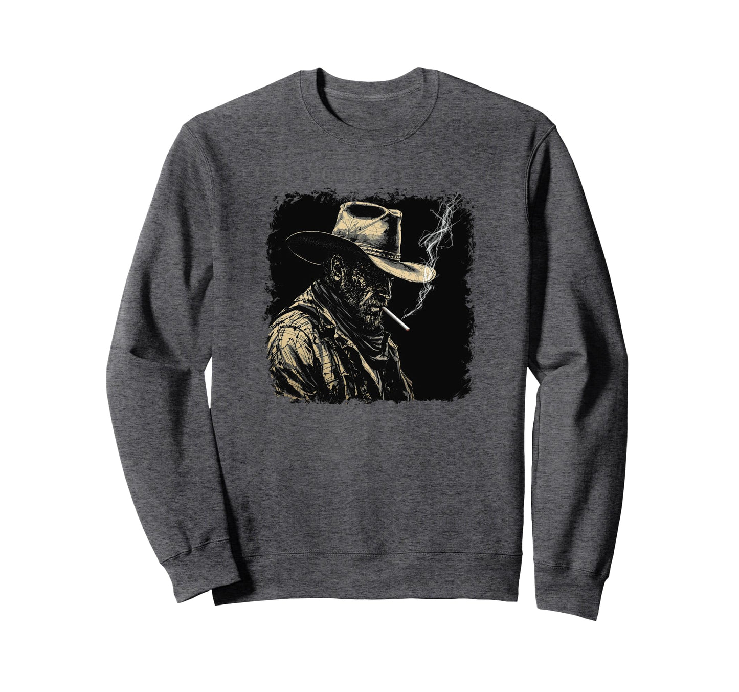 Cowboy Smoking Rugged Sweatshirt - Streetwear Style for Adults - T-Shirt, Sweatshirt, Hoodie
