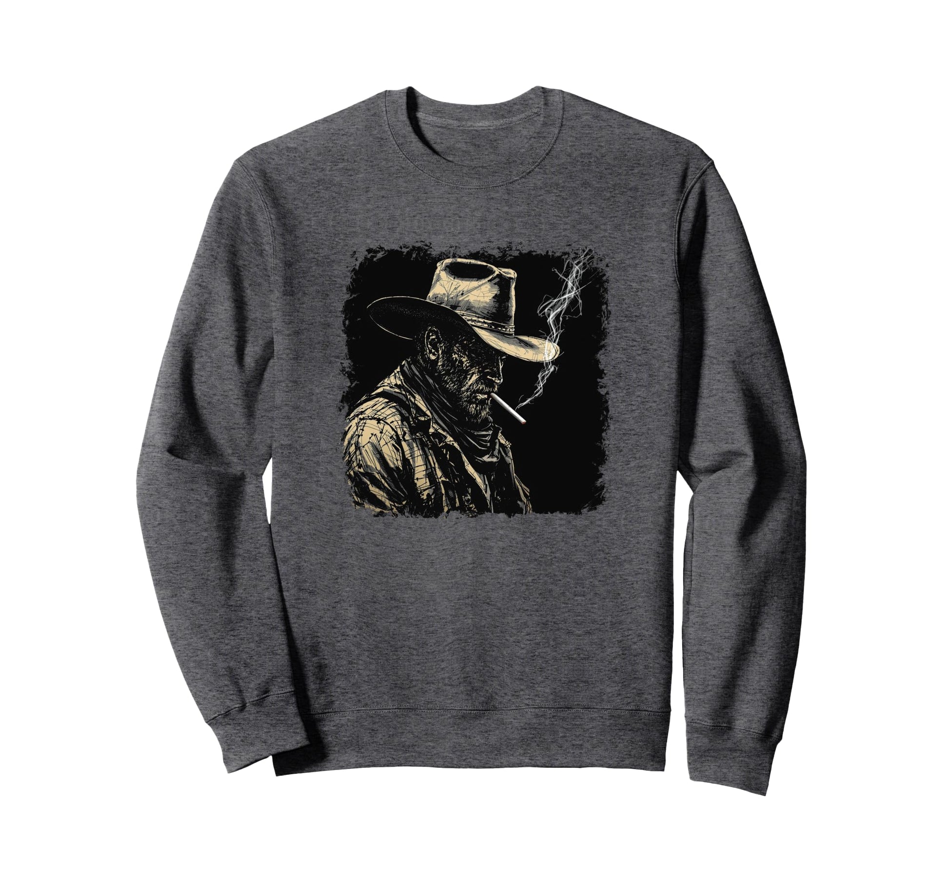 Cowboy Smoking Rugged Sweatshirt - Streetwear Style for Adults - T-Shirt, Sweatshirt, Hoodie