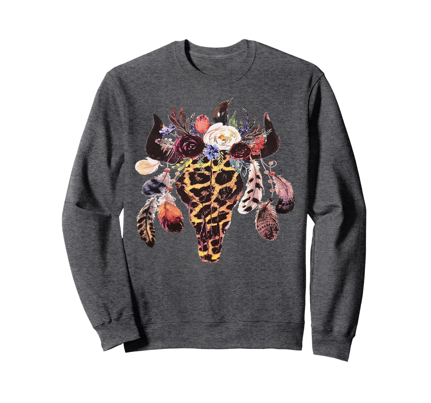 Western Boho Cow Cowgirl Cowboy Bull Sweatshirt - Graphic Print for Adults - T-Shirt, Sweatshirt, Hoodie