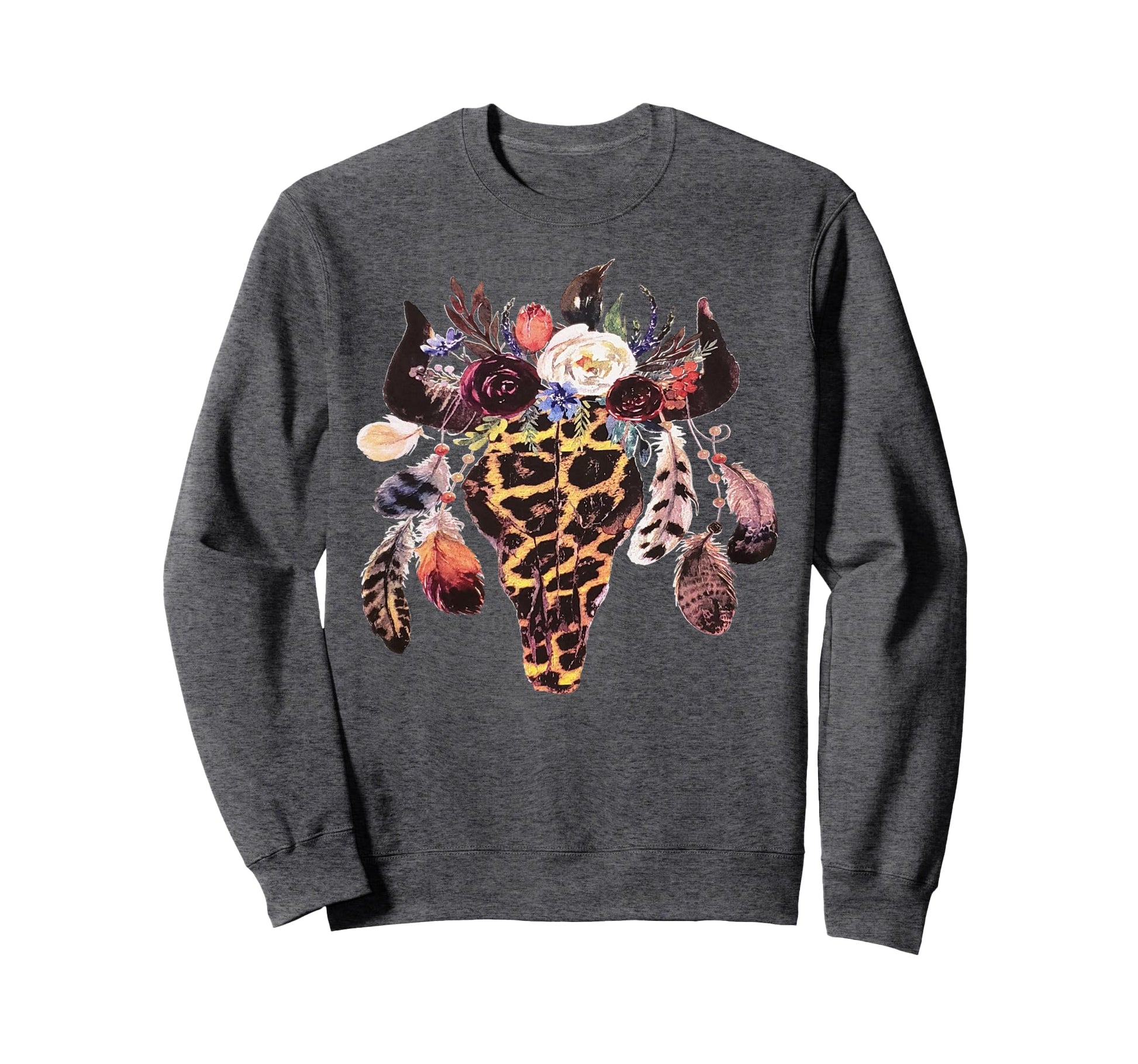 Western Boho Cow Cowgirl Cowboy Bull Sweatshirt - Graphic Print for Adults - T-Shirt, Sweatshirt, Hoodie