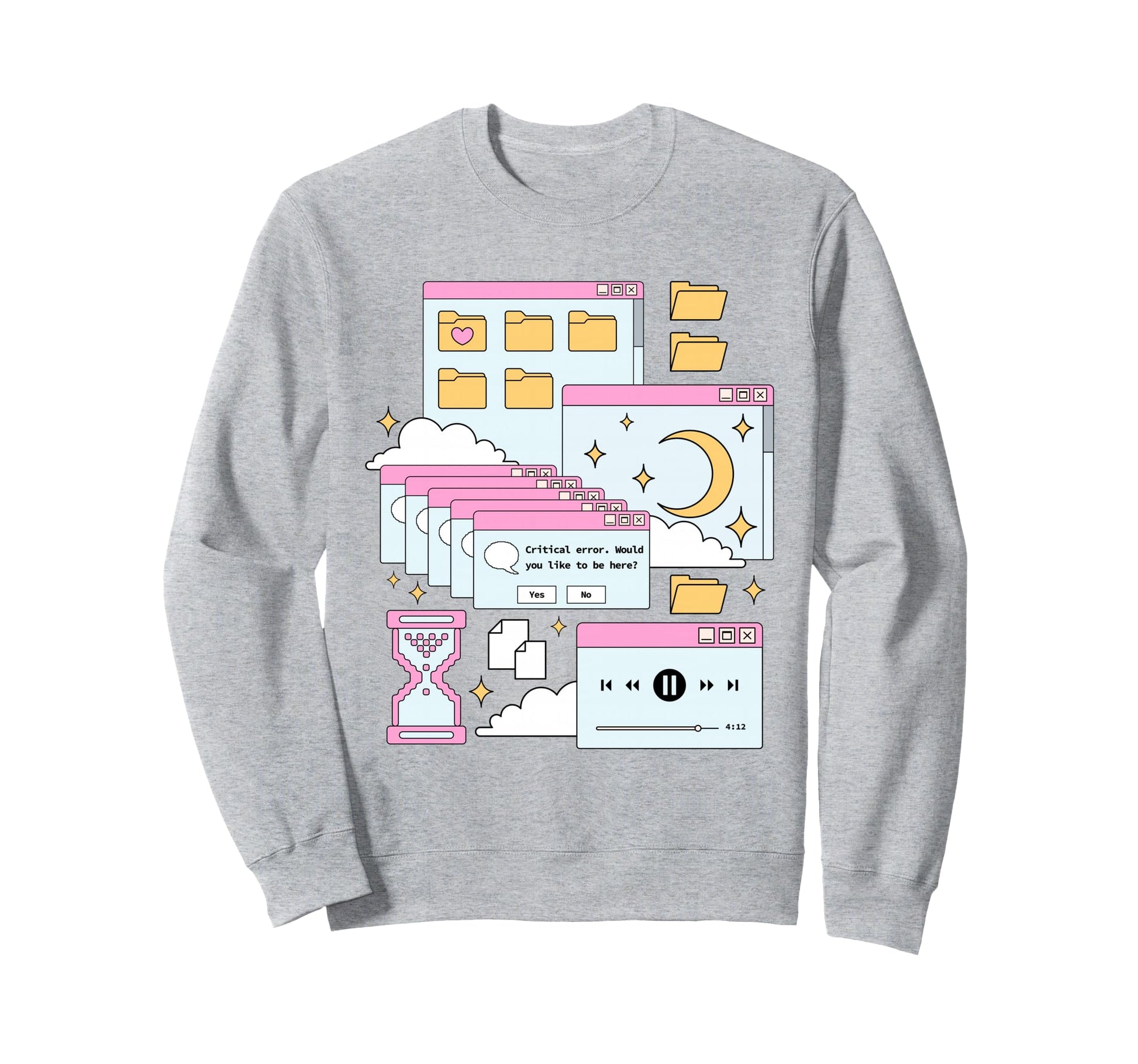 Vaporwave Browser Kawaii E Sweatshirt - Minimalist Print Men Women - T-Shirt, Sweatshirt, Hoodie