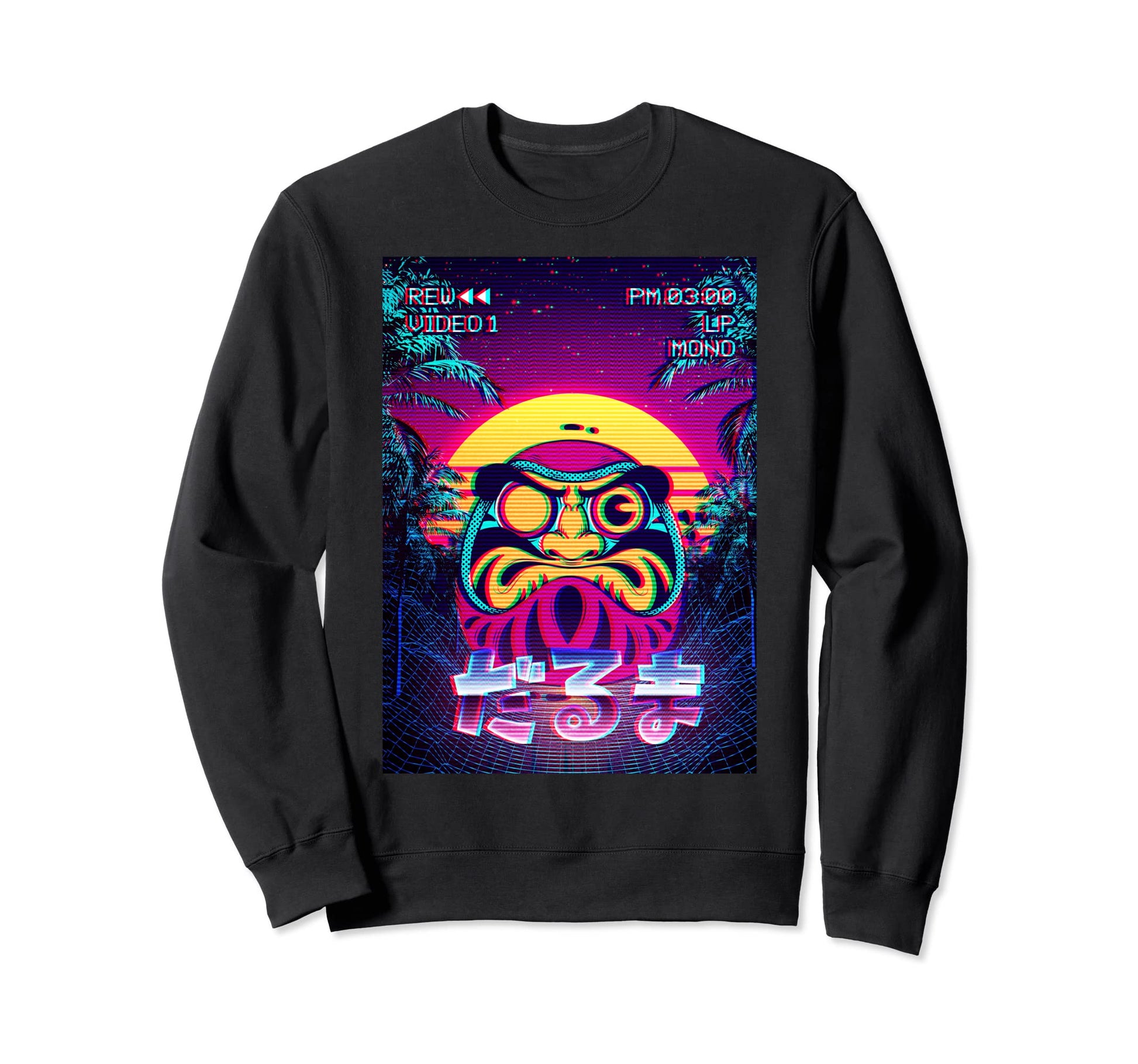 Daruma Doll Vaporwave Aesthetic Sweatshirt - Unique Graphic for Adults - T-Shirt, Sweatshirt, Hoodie