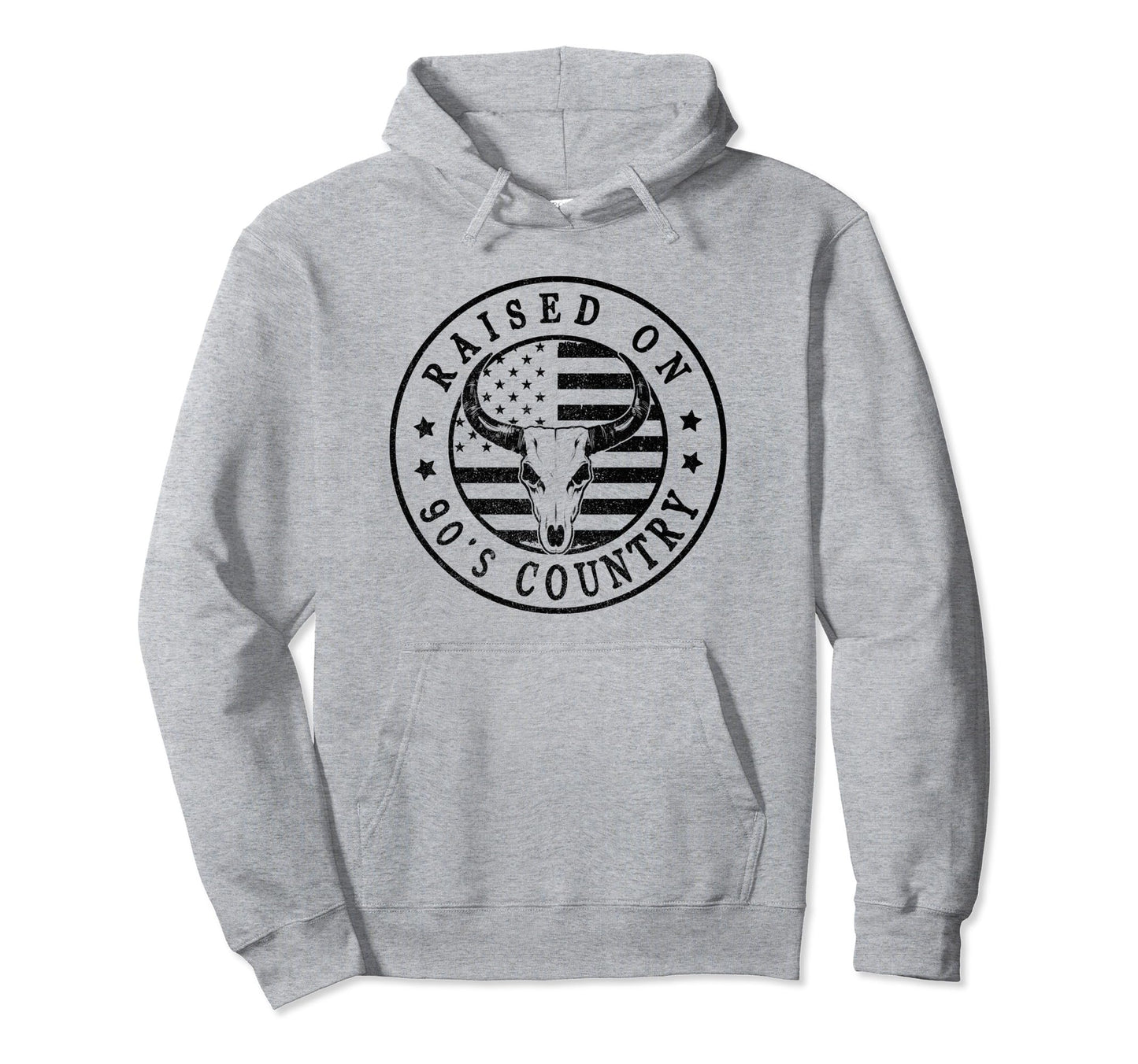 Raised 90S Country Music Western Bull Hoodie - Custom Art Print Unisex - T-Shirt, Sweatshirt, Hoodie