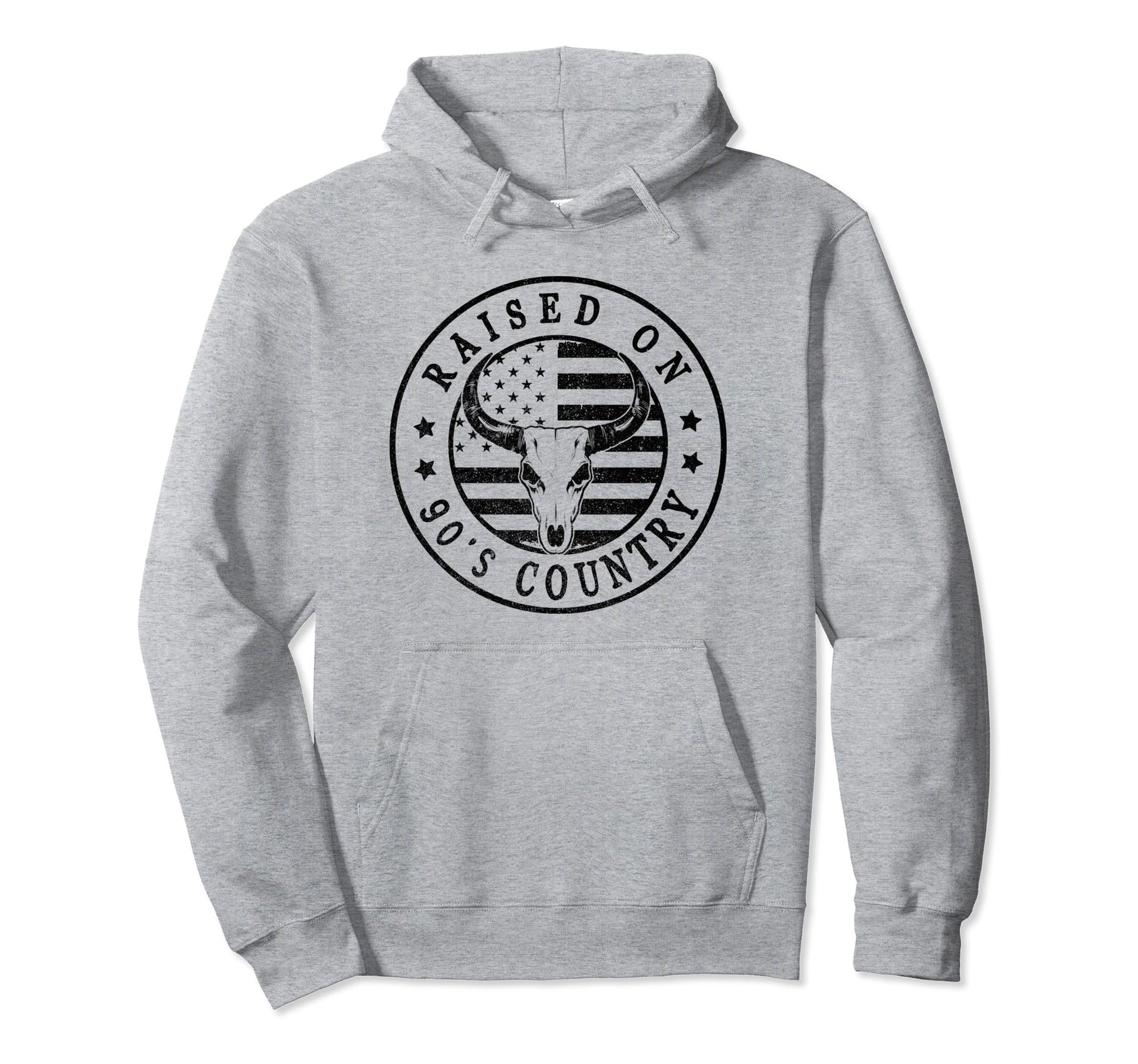 Raised 90S Country Music Western Bull Hoodie - Custom Art Print Unisex - T-Shirt, Sweatshirt, Hoodie