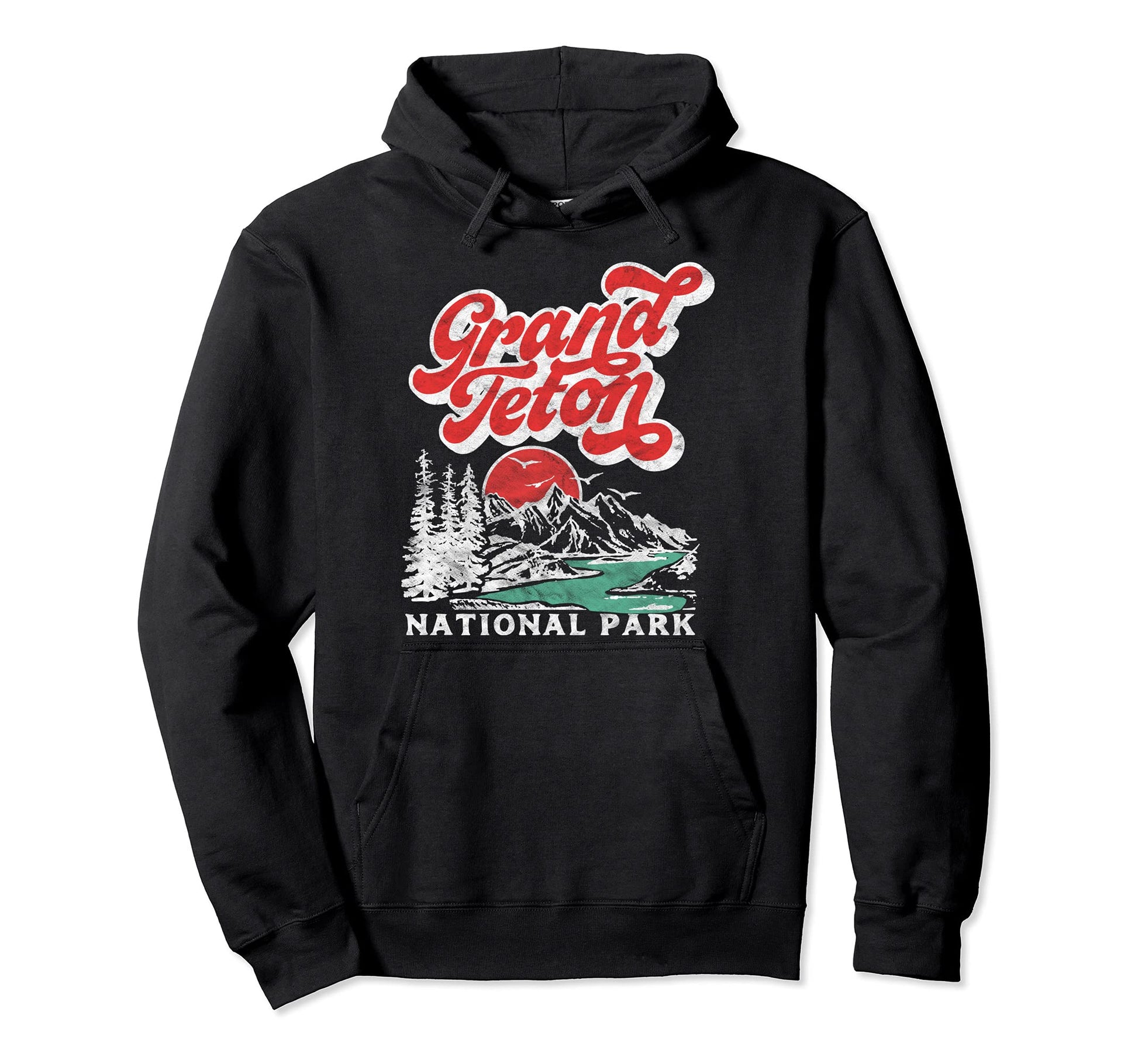 Grand Teton National Park 80S Hoodie - Minimalist Print Men Women - T-Shirt, Sweatshirt, Hoodie
