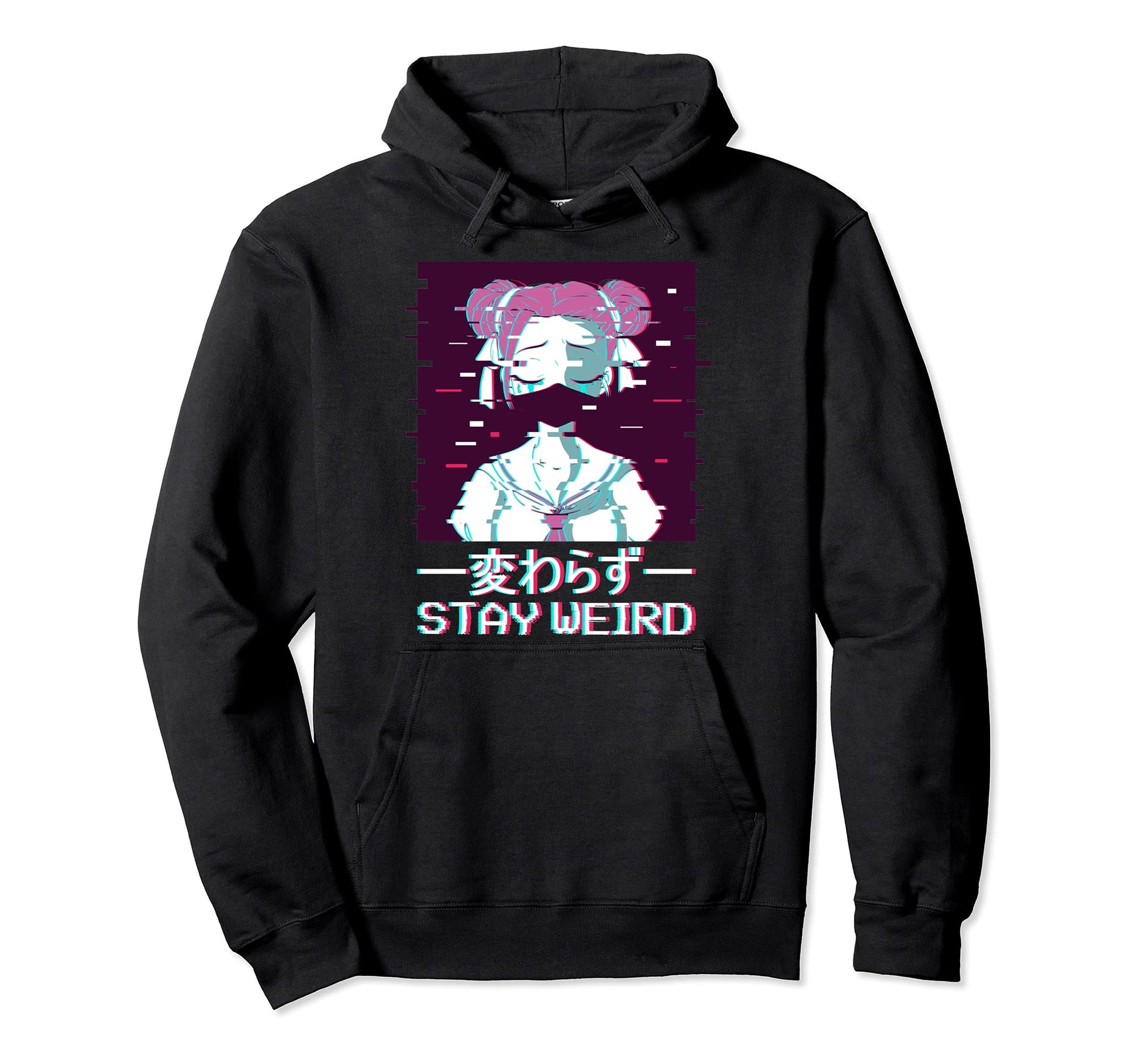 Stay Weird Geisha Japanese Vaporwave Hoodie - Graphic Print for Adults - T-Shirt, Sweatshirt, Hoodie