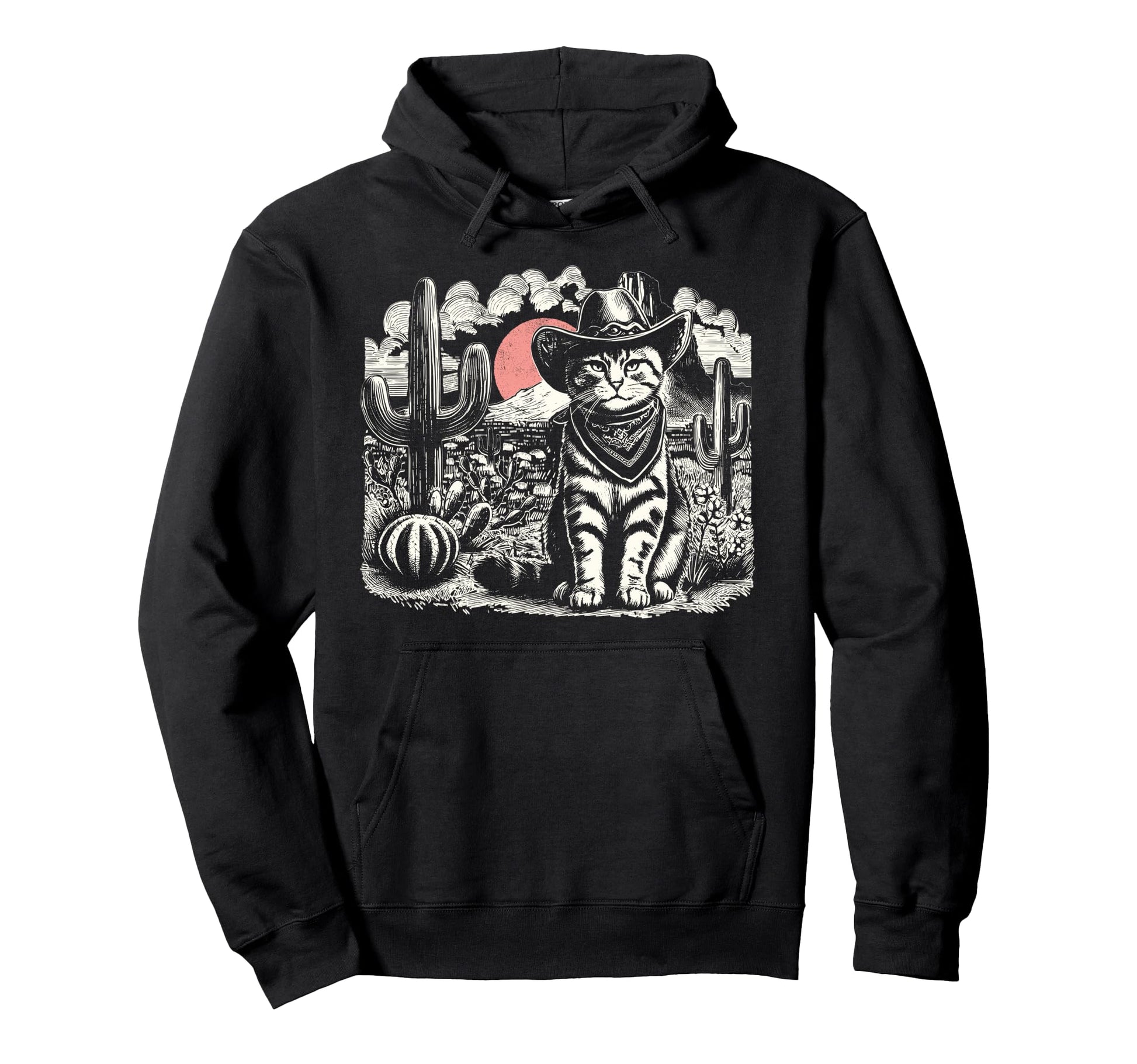 Ufo Cat Western Alien 90S Whippet Hoodie - Trendy Graphic for Adults - T-Shirt, Sweatshirt, Hoodie
