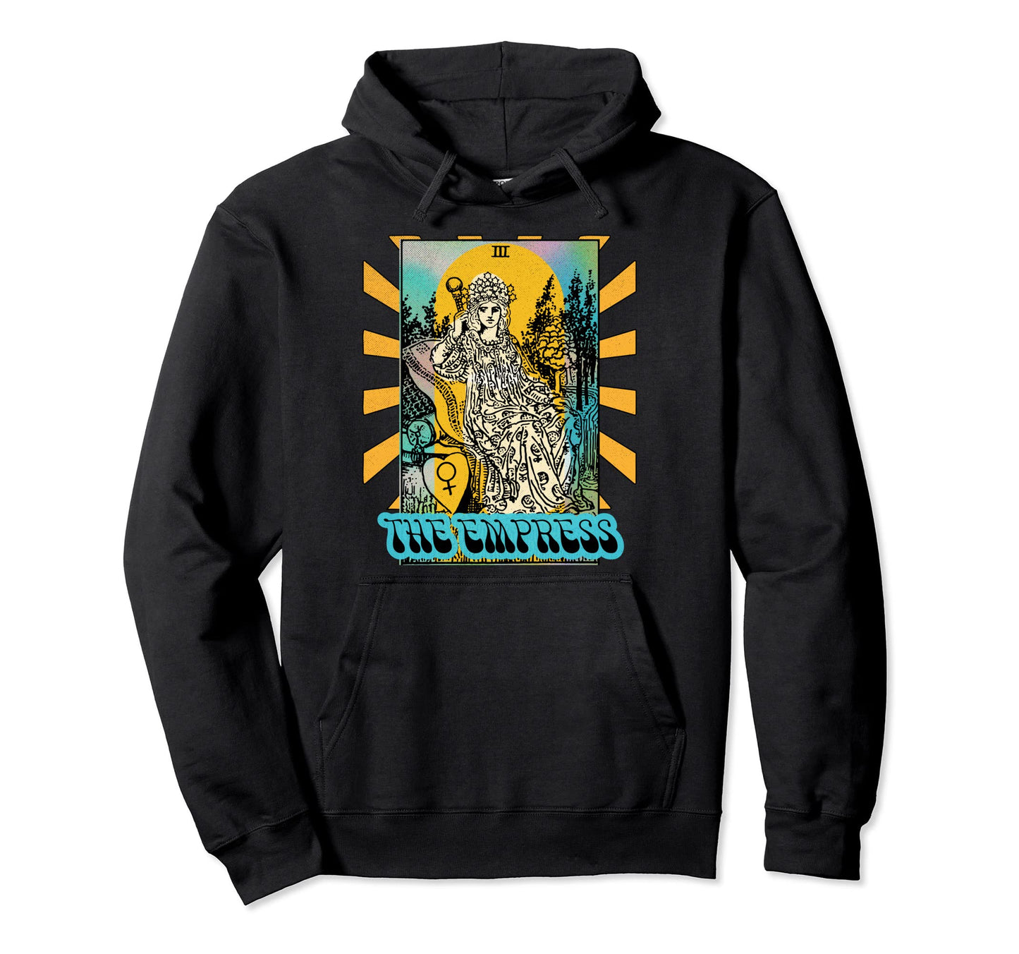 Tarot Card Empress Groovy Hippie Peace Hoodie - Custom Art Print Men Women - T-Shirt, Sweatshirt, Hoodie