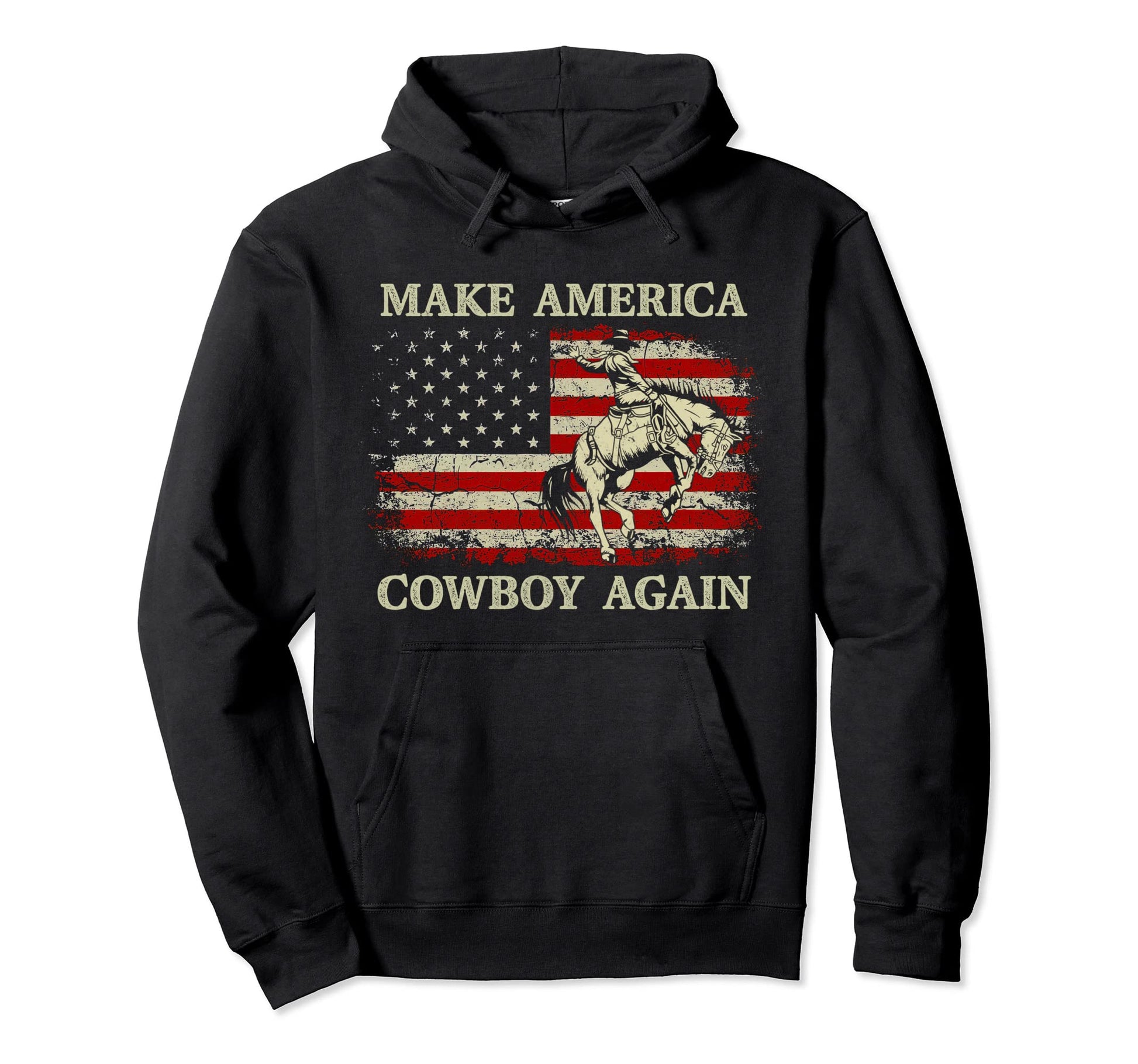 Makes America Cowboy Riding Horse Again Hoodie - Custom Art Print Unisex - T-Shirt, Sweatshirt, Hoodie