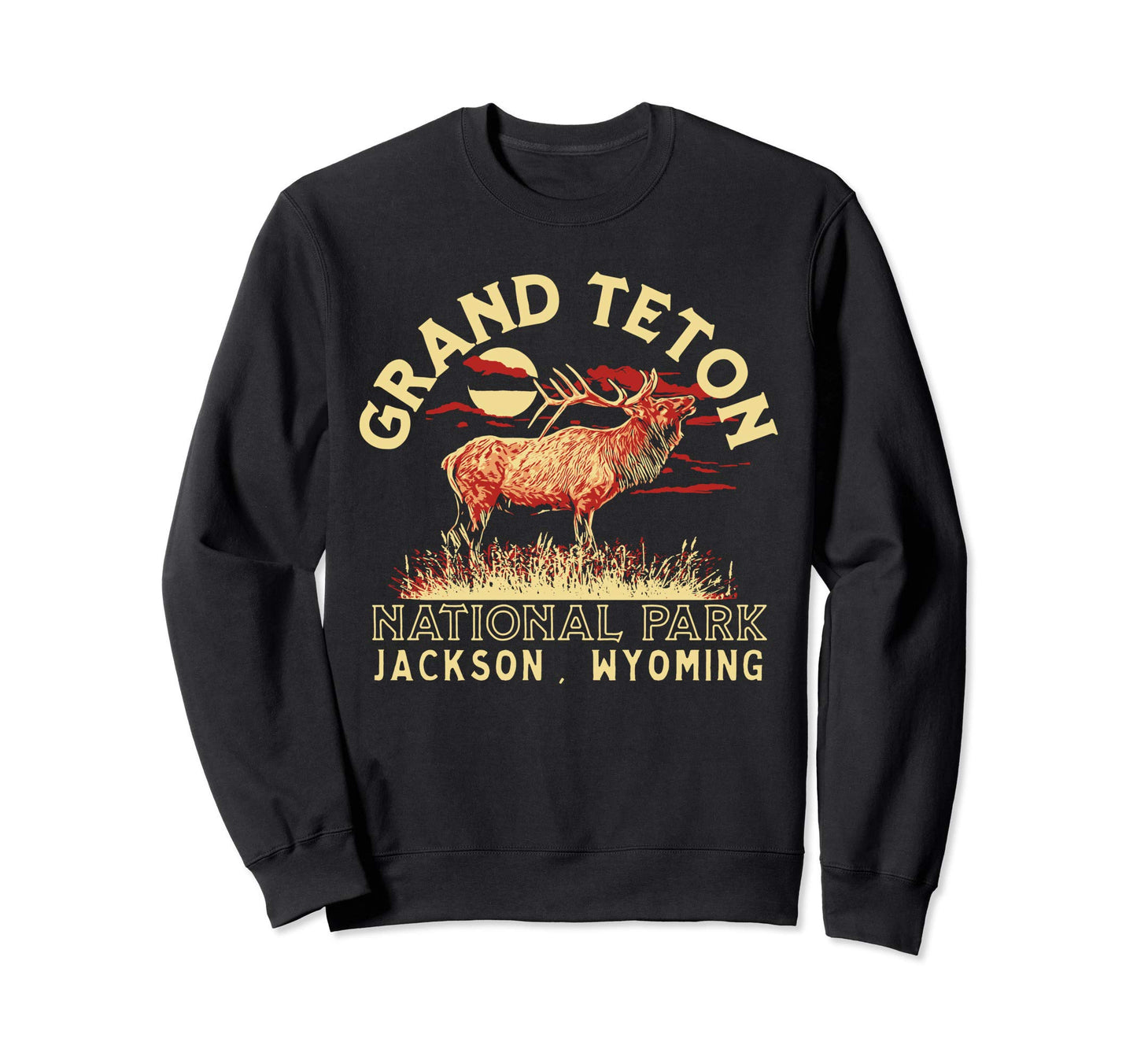 Elk Bugling Grand Teton National Sweatshirt - Aesthetic Graphic for Adults - T-Shirt, Sweatshirt, Hoodie