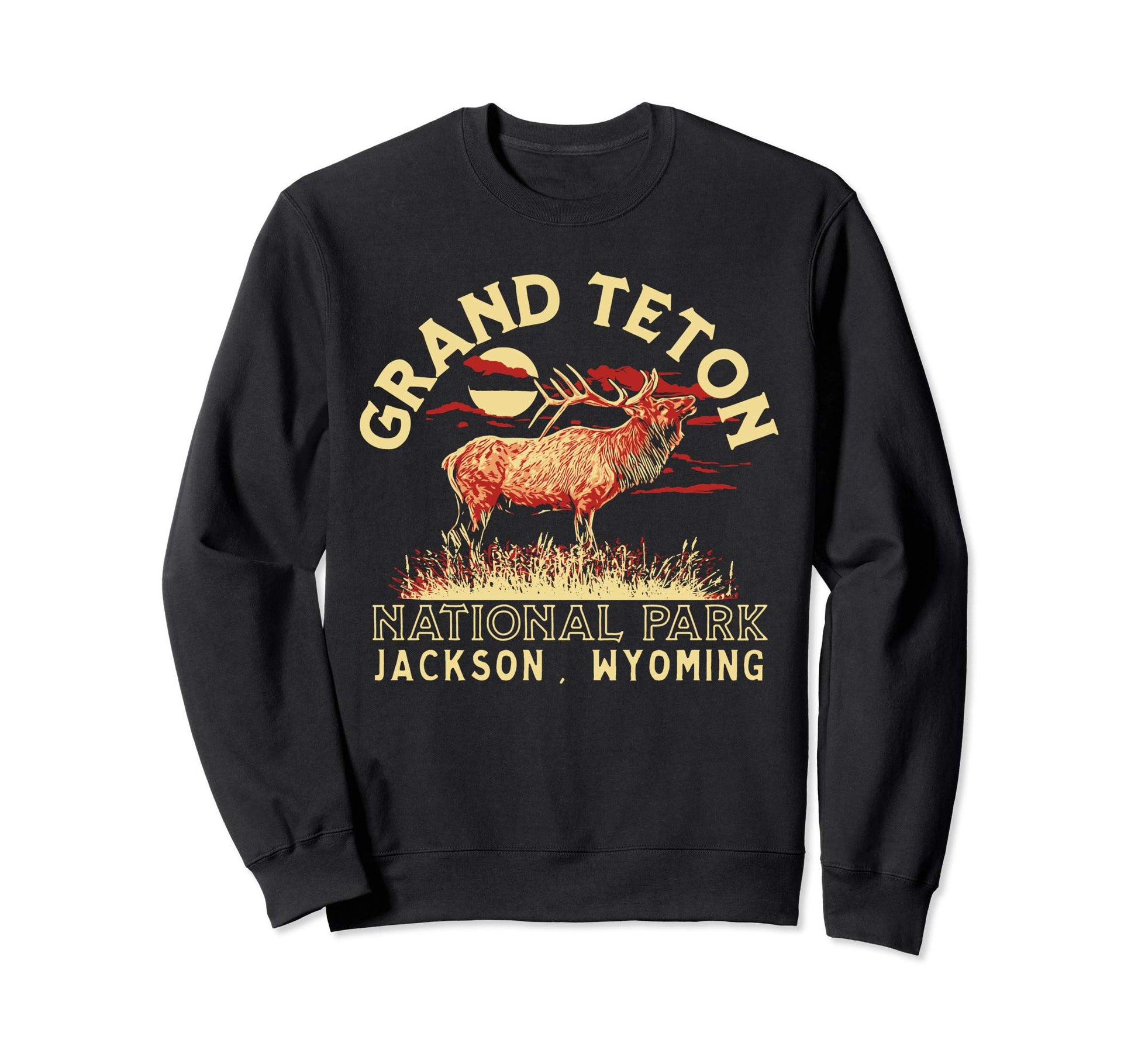 Elk Bugling Grand Teton National Sweatshirt - Aesthetic Graphic for Adults - T-Shirt, Sweatshirt, Hoodie