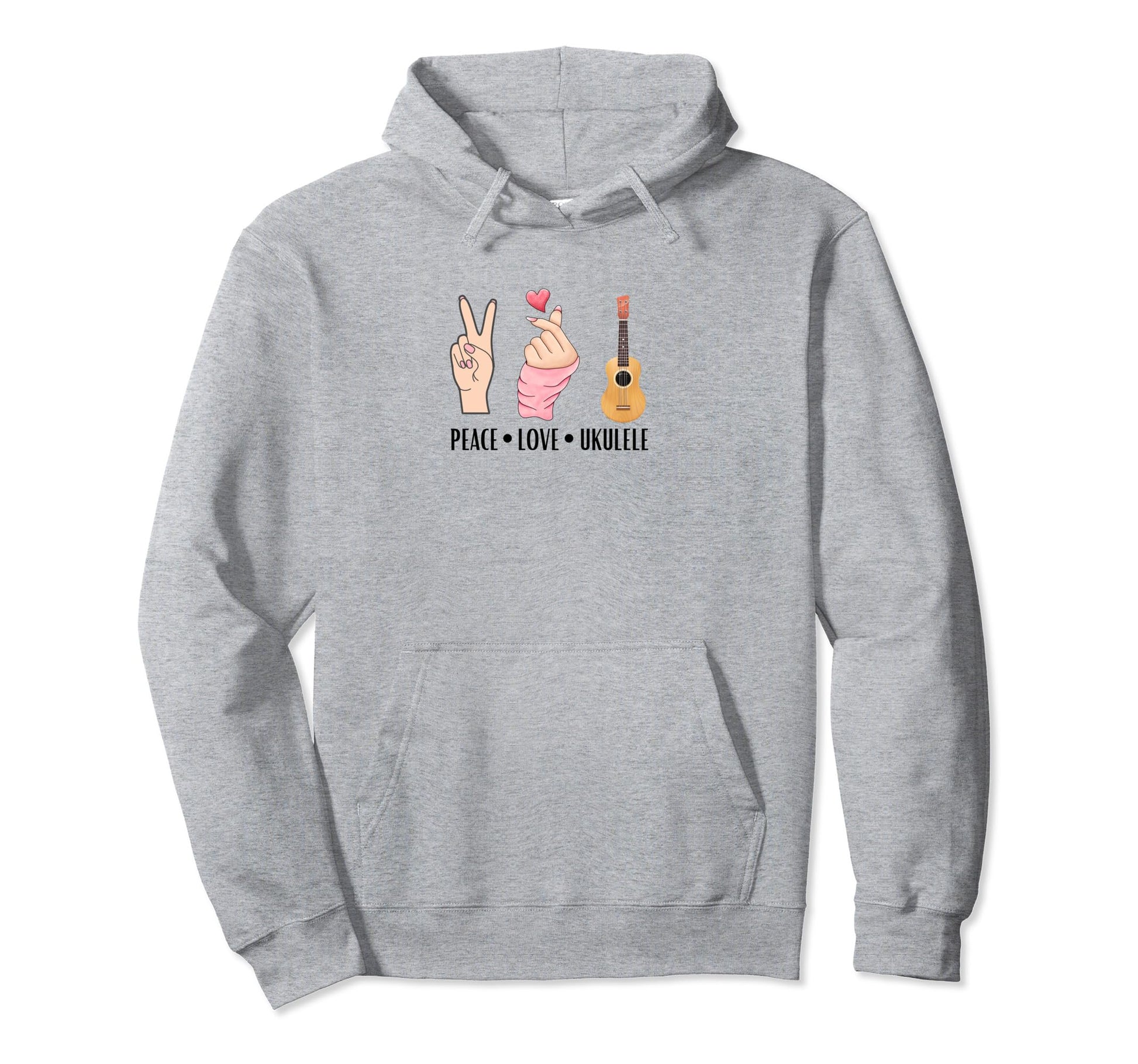 Ukulele Peace Love Hoodie - Streetwear Style Men Women - T-Shirt, Sweatshirt, Hoodie