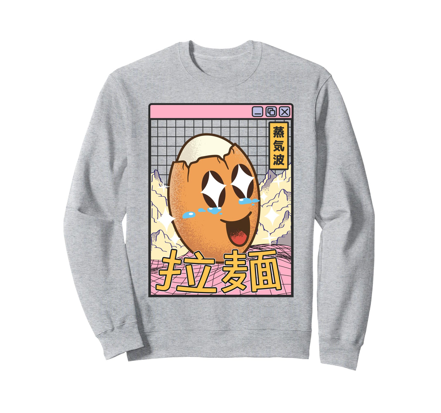 Happy Egg Digital Japan Pastel Sweatshirt - Minimalist Print for Adults - T-Shirt, Sweatshirt, Hoodie