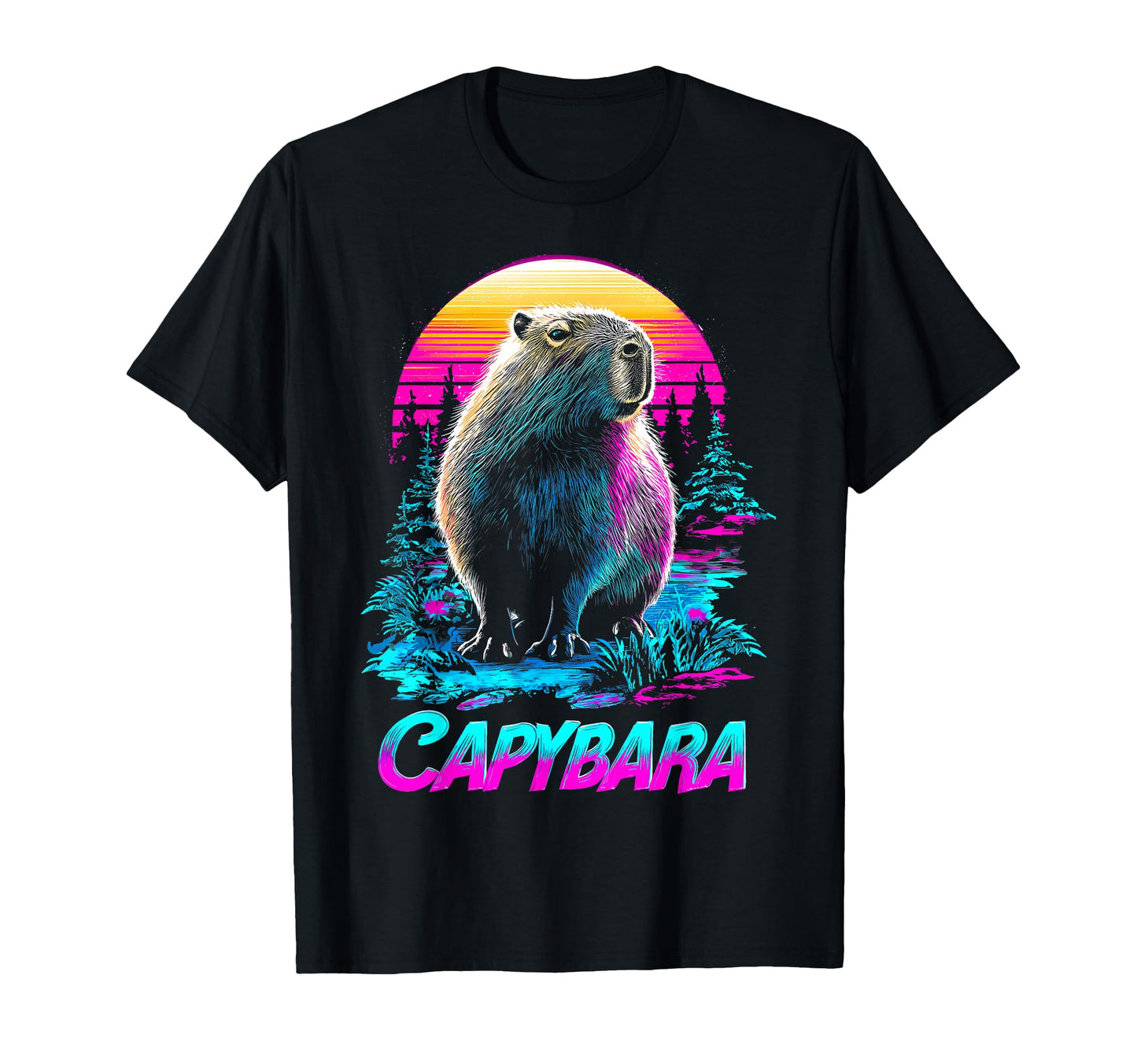 Capybara Capibara Sunglasses Vaporwave T-Shirt - Minimalist Print Unisex - T-Shirt, Sweatshirt, Hoodie