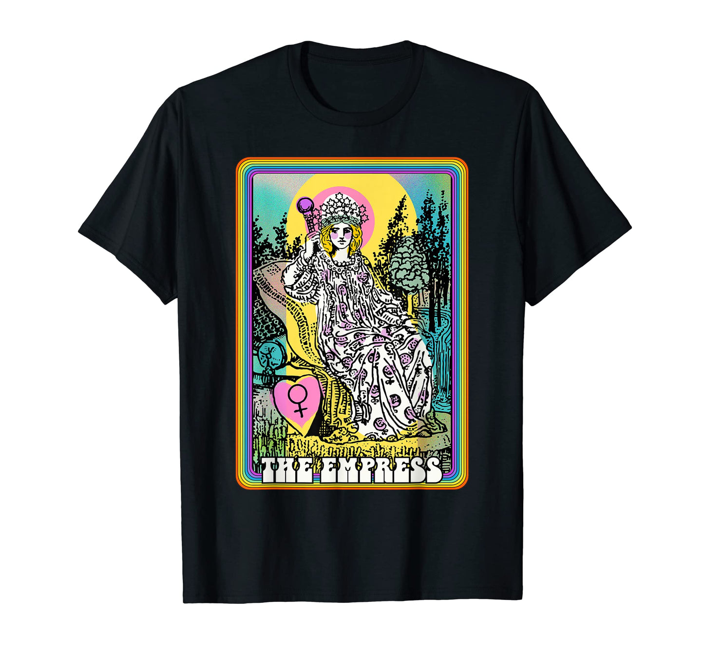 Tarot Card Empress Groovy Rainbow Y2K T-Shirt - Custom Art Print for Adults - T-Shirt, Sweatshirt, Hoodie