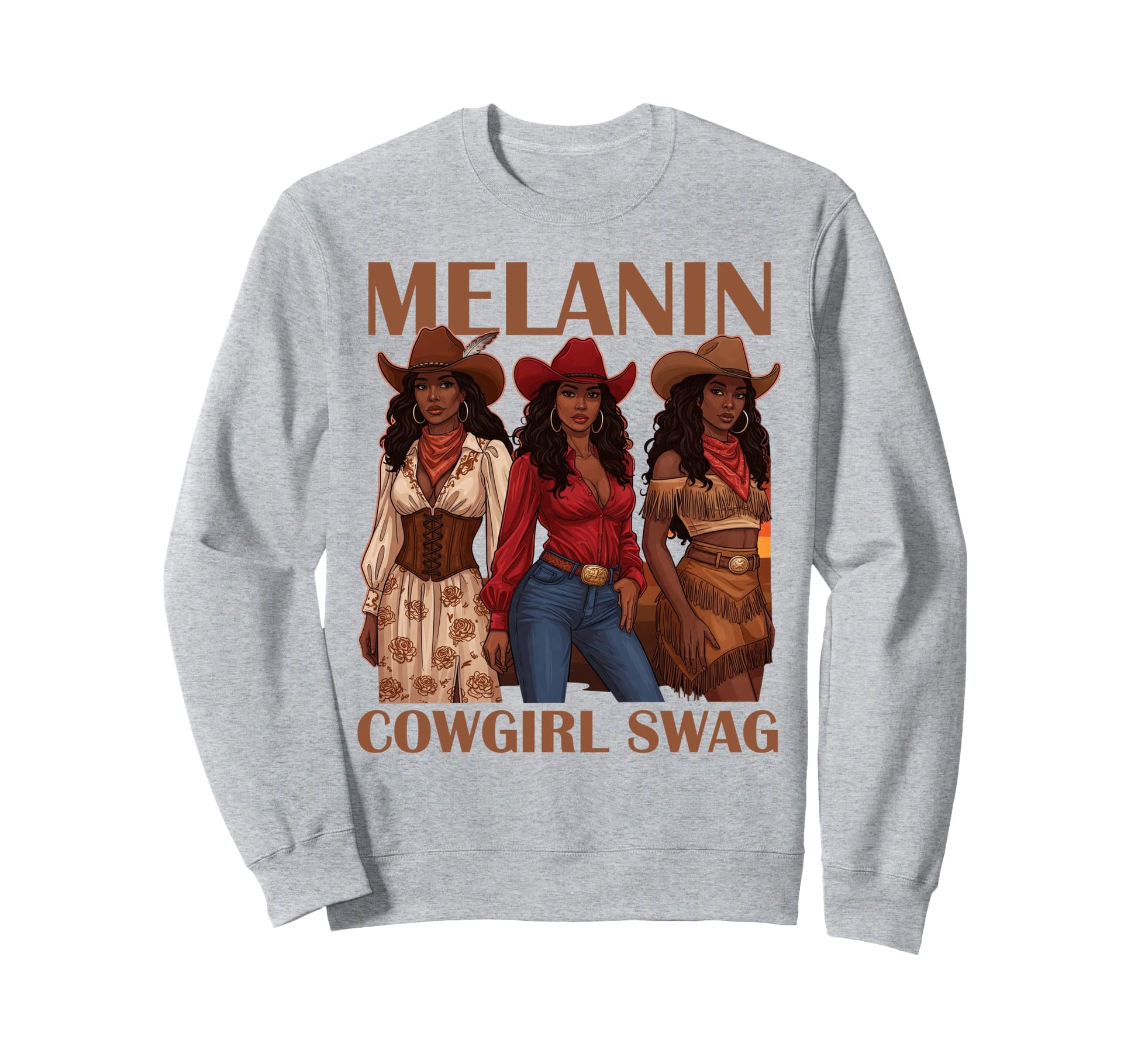 Lets Go Western Country Melanin Sweatshirt - Unique Graphic Men Women - T-Shirt, Sweatshirt, Hoodie