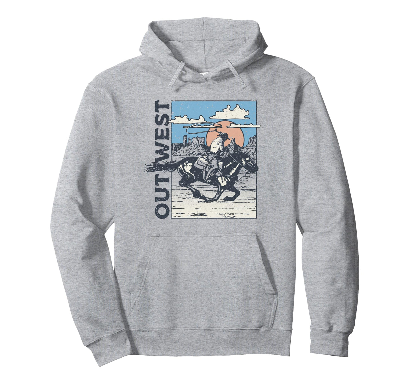Out West Cowboy Horse Rider Portrait Hoodie - Unique Graphic for Adults - T-Shirt, Sweatshirt, Hoodie