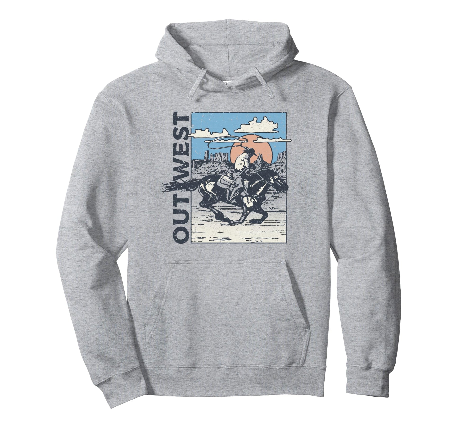 Out West Cowboy Horse Rider Portrait Hoodie - Unique Graphic for Adults - T-Shirt, Sweatshirt, Hoodie