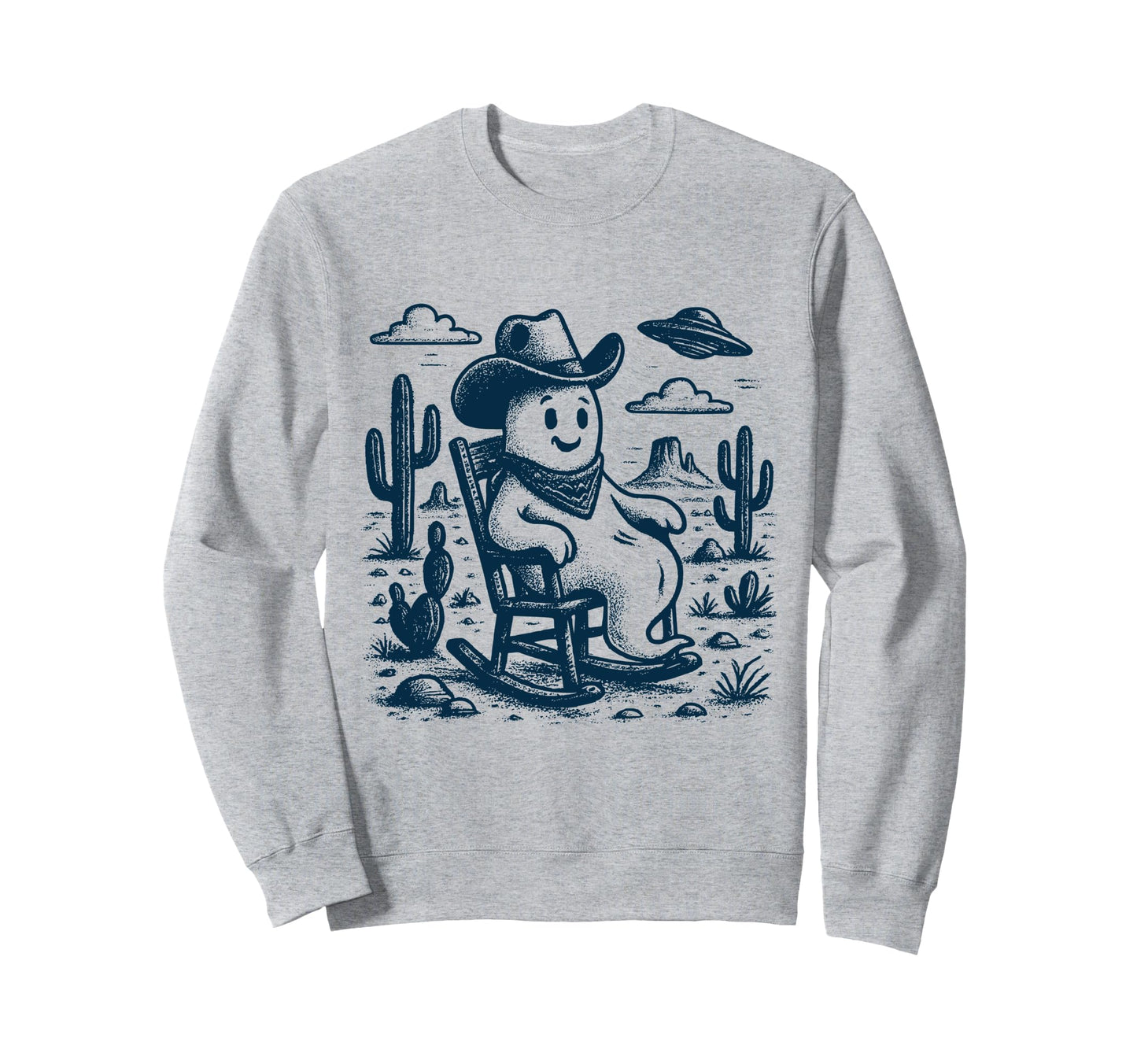 Cowboy Ghost Ufo Western Halloween Sweatshirt - Aesthetic Graphic Unisex - T-Shirt, Sweatshirt, Hoodie